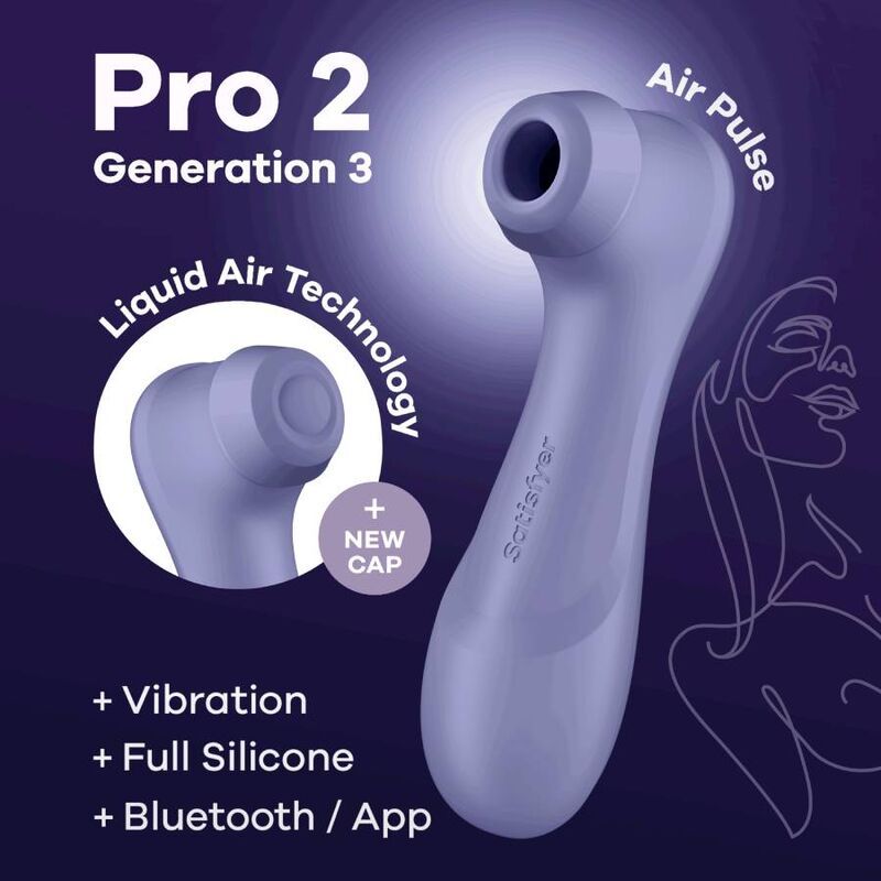 Appareil violet avec forme arrondie et ouverture. Inscription: Pro 2 Generation 3, Air Pulse.