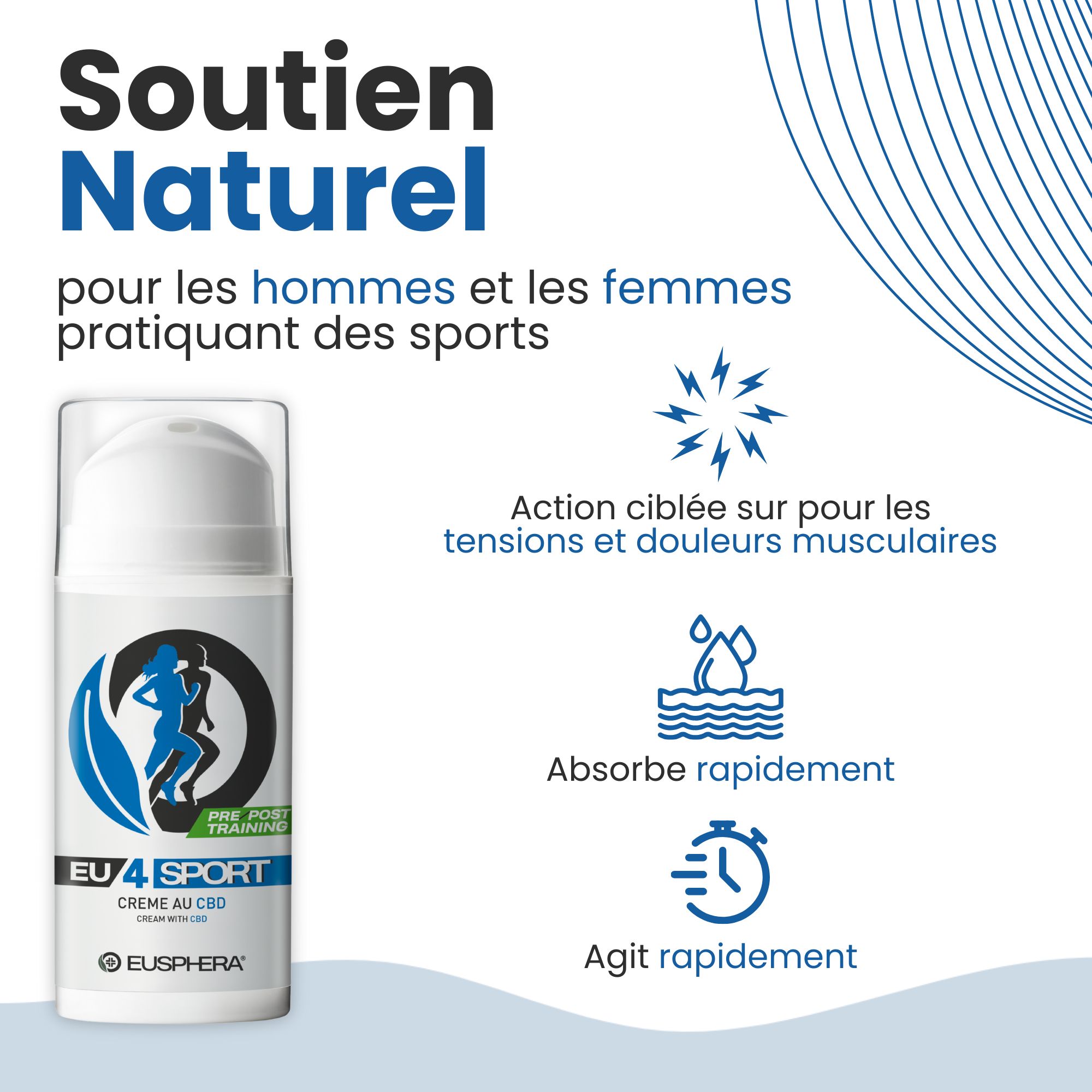 Crème au CBD pour la récupération musculaire | EU4SPORT - Eusphera