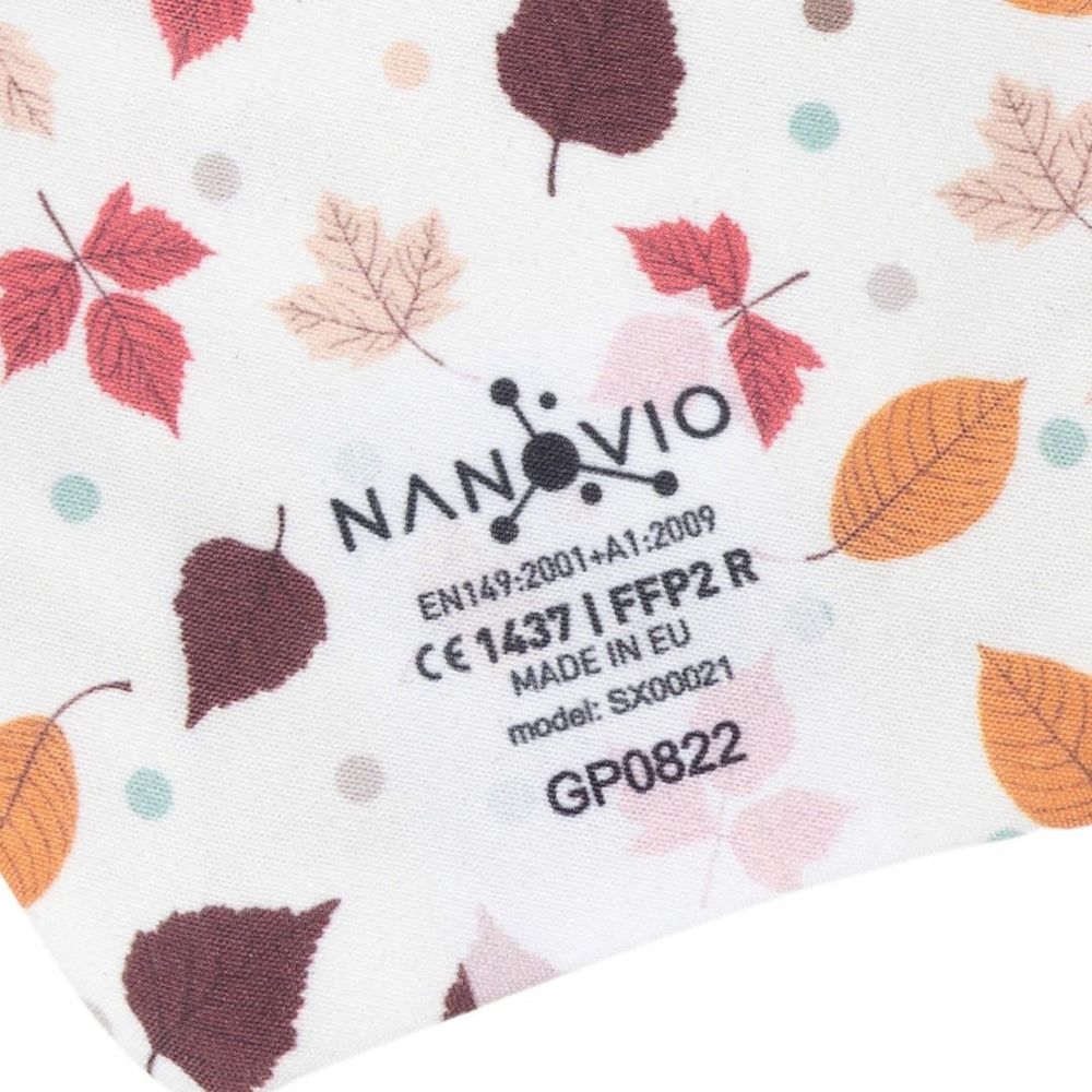 Nanovio FFP2 Maske réutilisable - Feuilles d’Automne Blanches