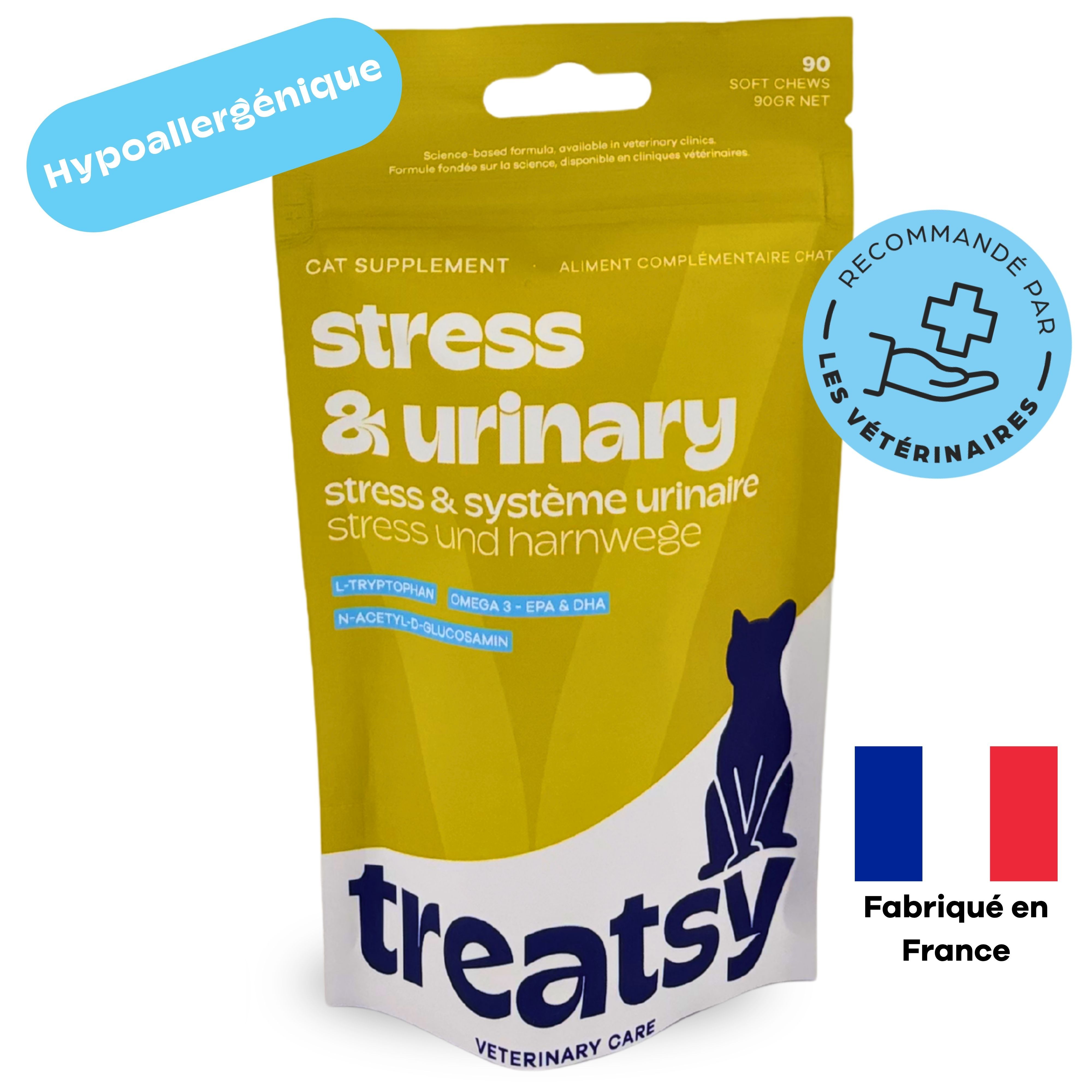 Treatsy Complément Alimentaire – Stress & Système Urinaire pour Chat
