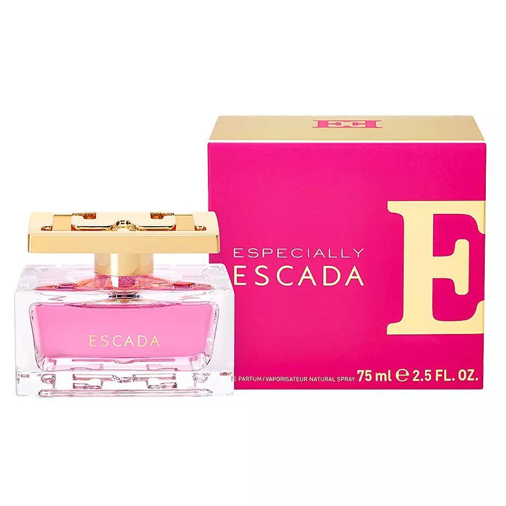 Flesje en verpakking van Escada Especially Eau de Parfum, 75 ml.