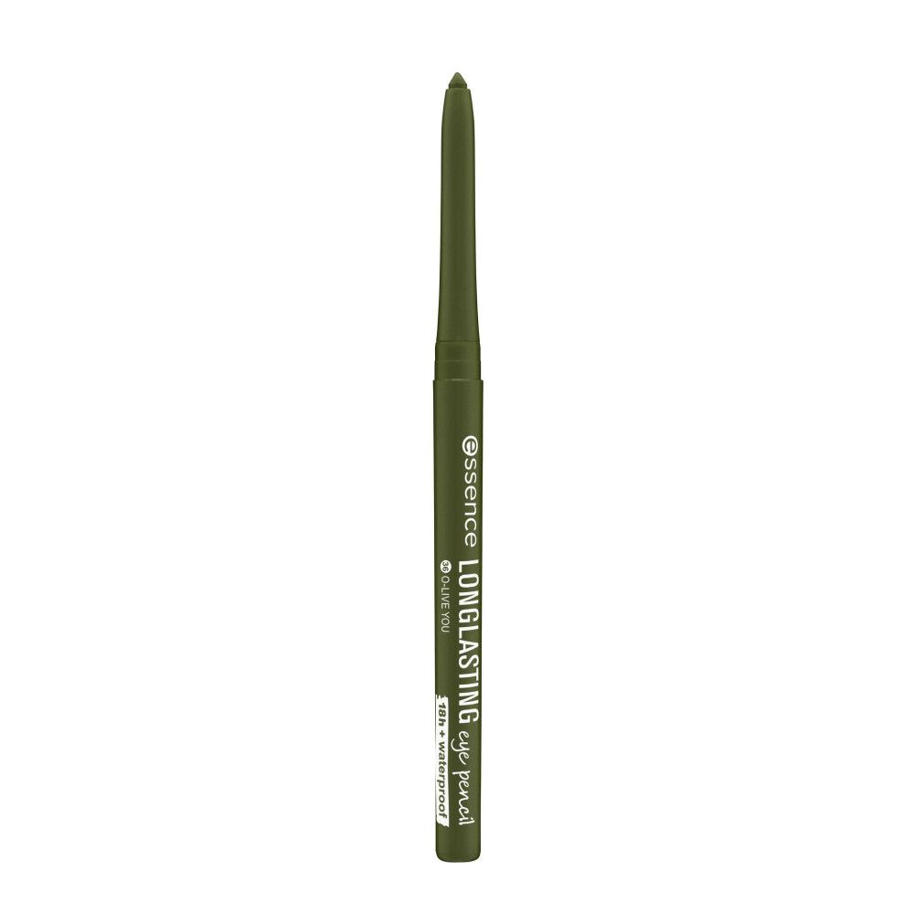 Crayon pour les yeux vert. Inscription : Essence Longlasting eye pencil. Olive You. Avec waterproof.
