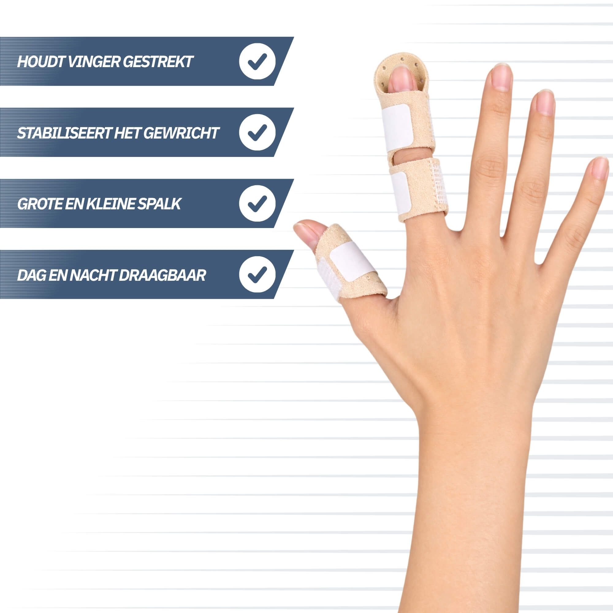 Vinger- en duimspalk voor stabilisatie en immobilisatie.