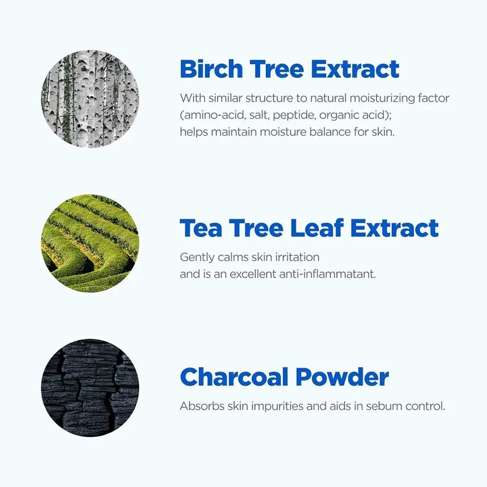 Ingrediënten van de ROVECTIN DR. Mask Pore: Berkenschors Extract, Theeblad Extract, Houtskoolpoeder.