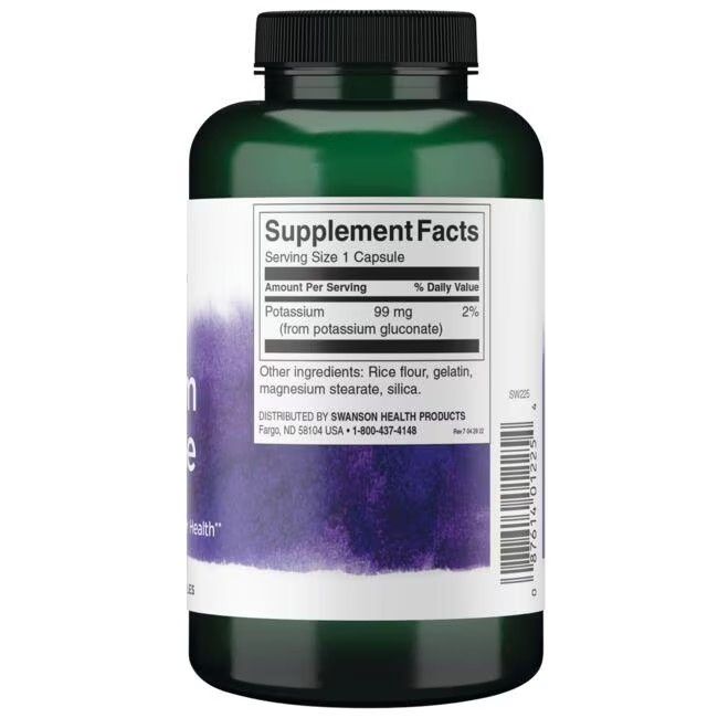 Dos de la bouteille verte. Étiquette avec informations nutritionnelles. Contient 99 mg de potassium. Autres ingrédients listés.