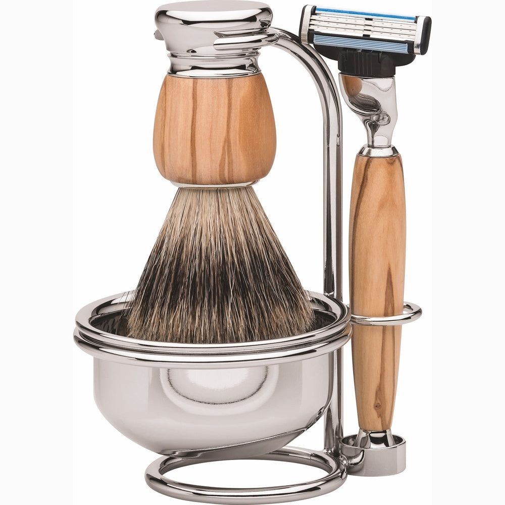 Erbe Solingen Milano Scheerset Gillette Mach3 Olijfhout 4-delig