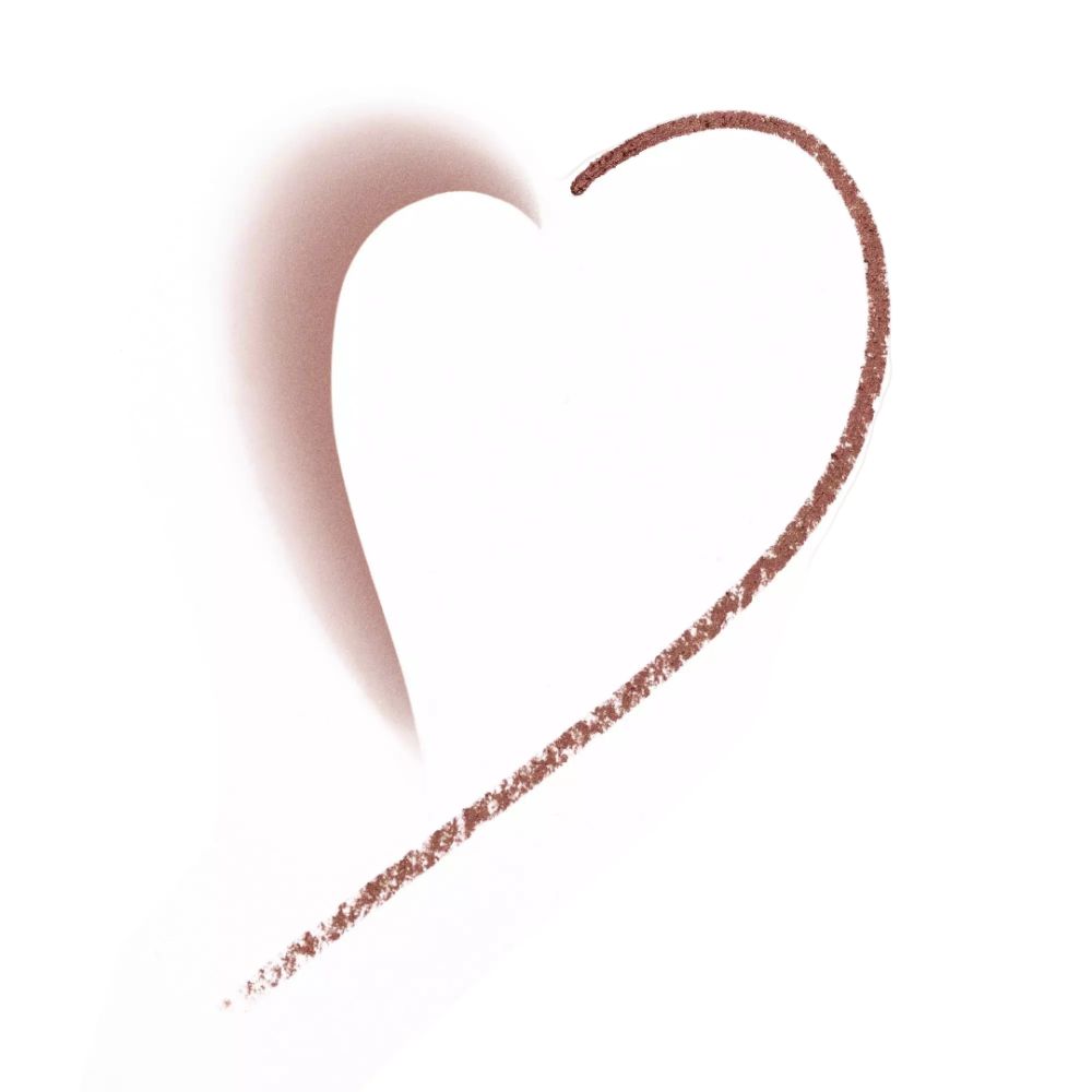 Ligne marron en forme de cœur sur fond blanc. Effet d'ombre à gauche. Ligne irrégulière.