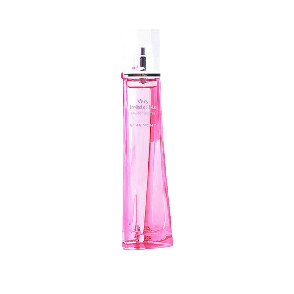 Givenchy Very Irrésistible Eau de Toilette Dames. Roze fles met verstuiver. Opschrift op de fles.
