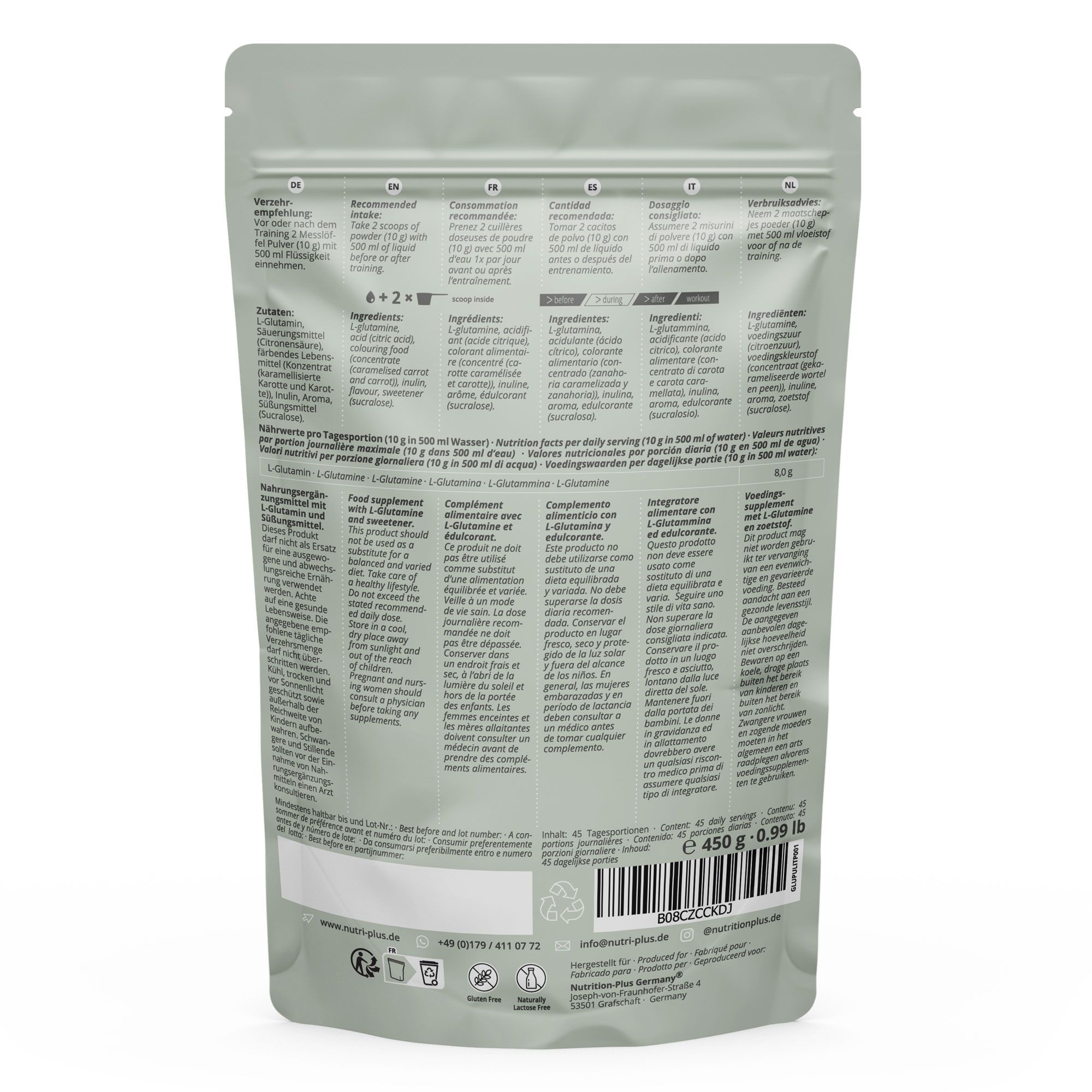 nutri+ L-Glutamine en poudre
