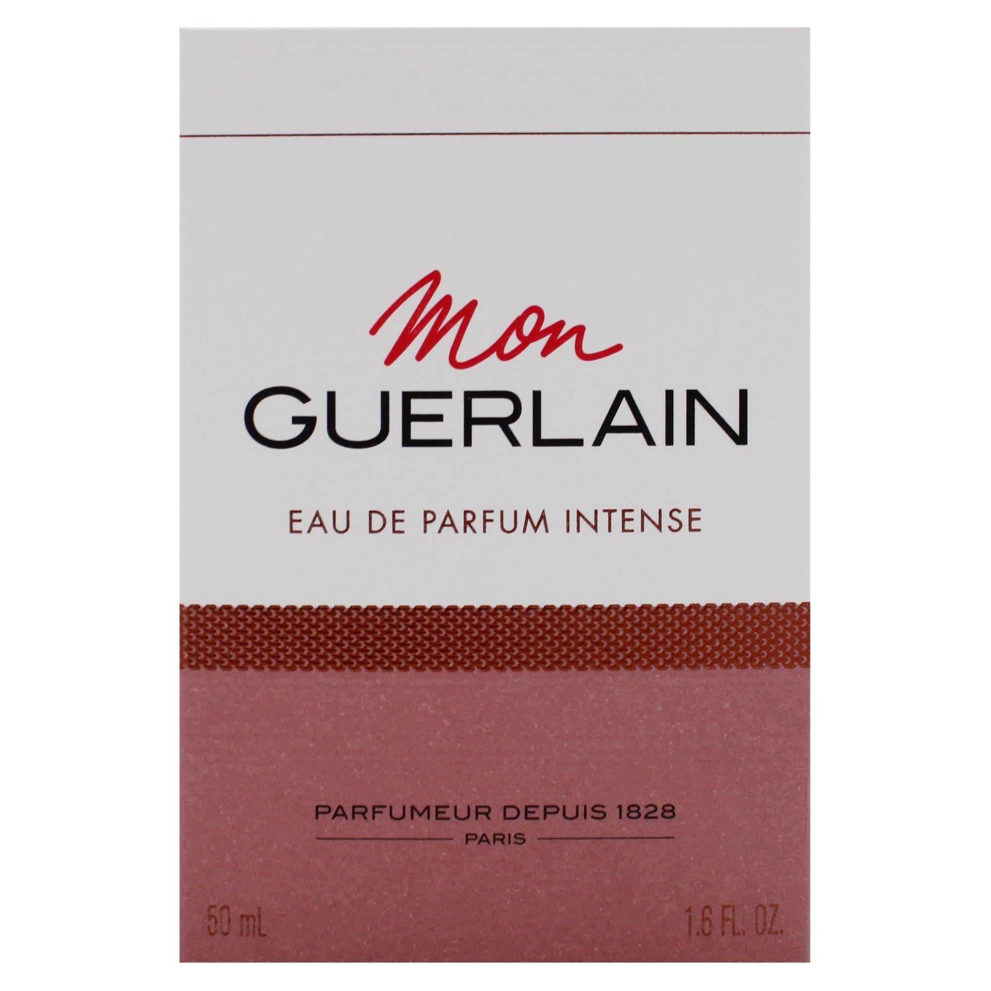 Verpakking met opschrift: Mon Guerlain Eau de Parfum Intense. Parfumeur Depuis 1828. 50 ml.