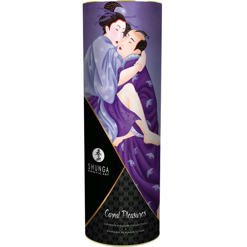 Shunga "Carnal Pleasures" geschenkverpakking met erotische kunst.