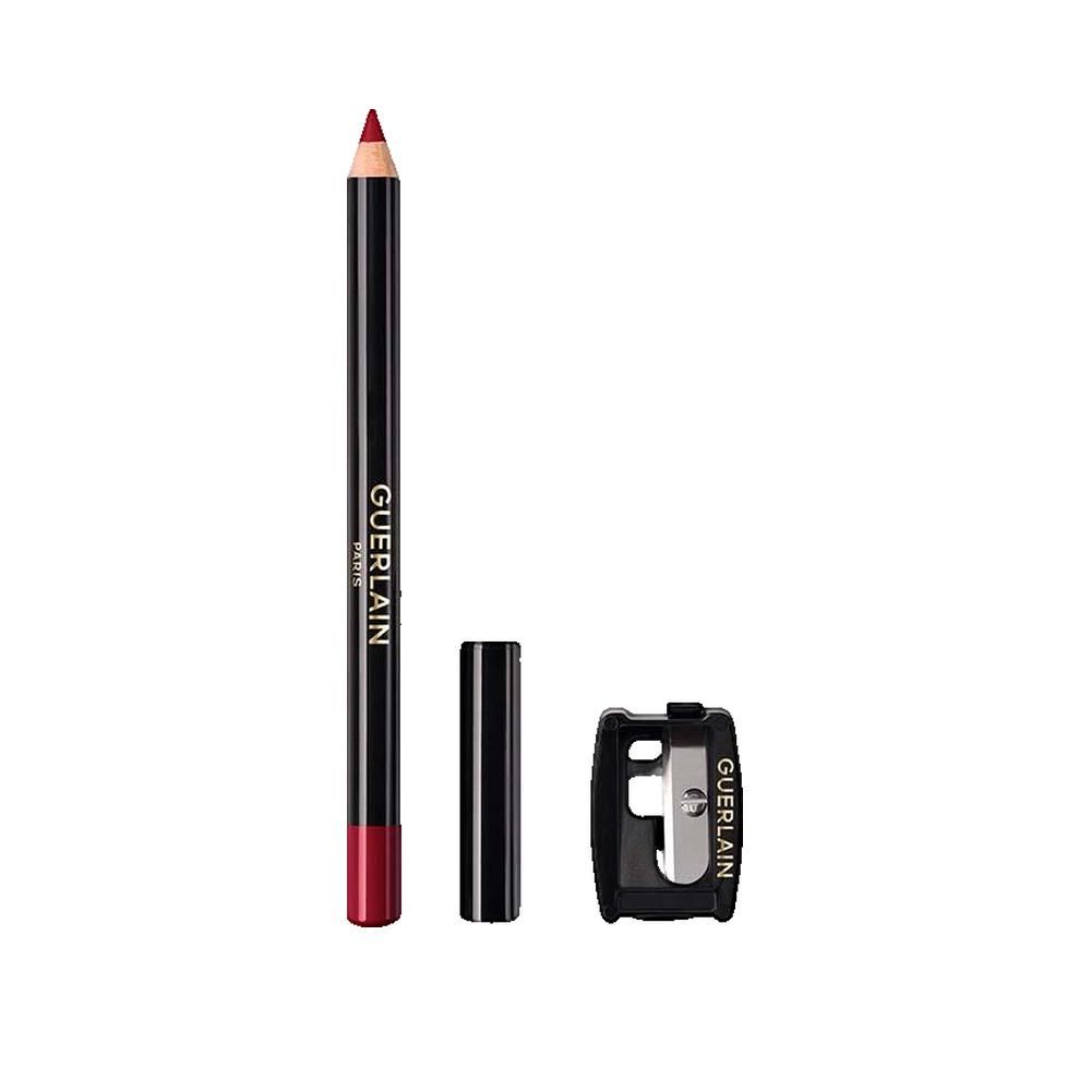 Crayon contour des lèvres noir avec mine rouge, capuchon et taille-crayon. Marque Guerlain. Inscription: Guerlain.