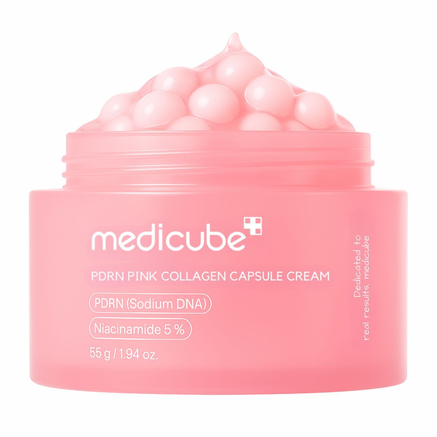 Pot rose de Medicube PDRN Pink Collagen Capsule Cream, 55g. Contient PDRN et Niacinamide 5%.