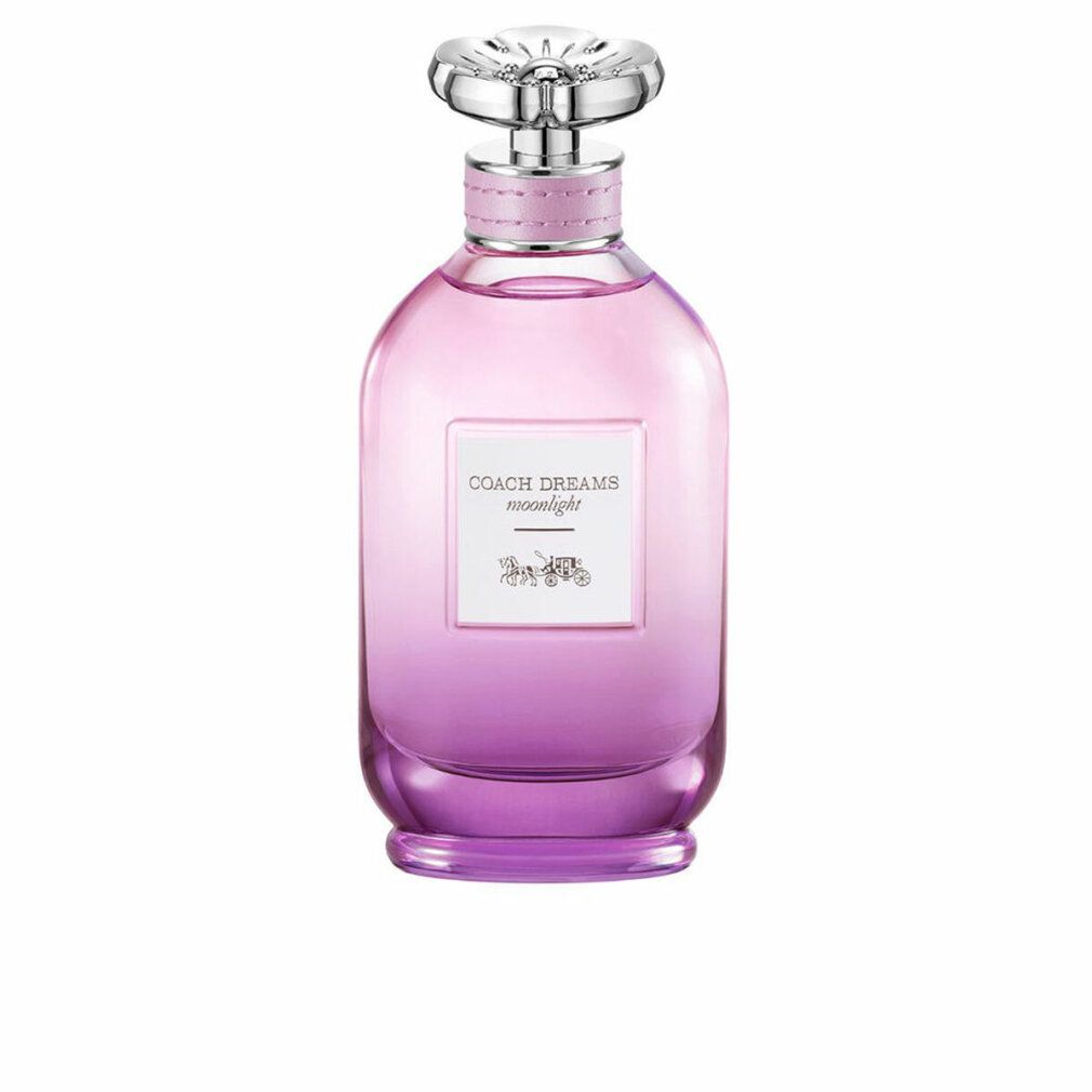 Coach Dreams Moonlight Eau de Parfum Spray. Flacon avec dégradé rose-violet. Bouchon argenté. Logo sur l'étiquette.