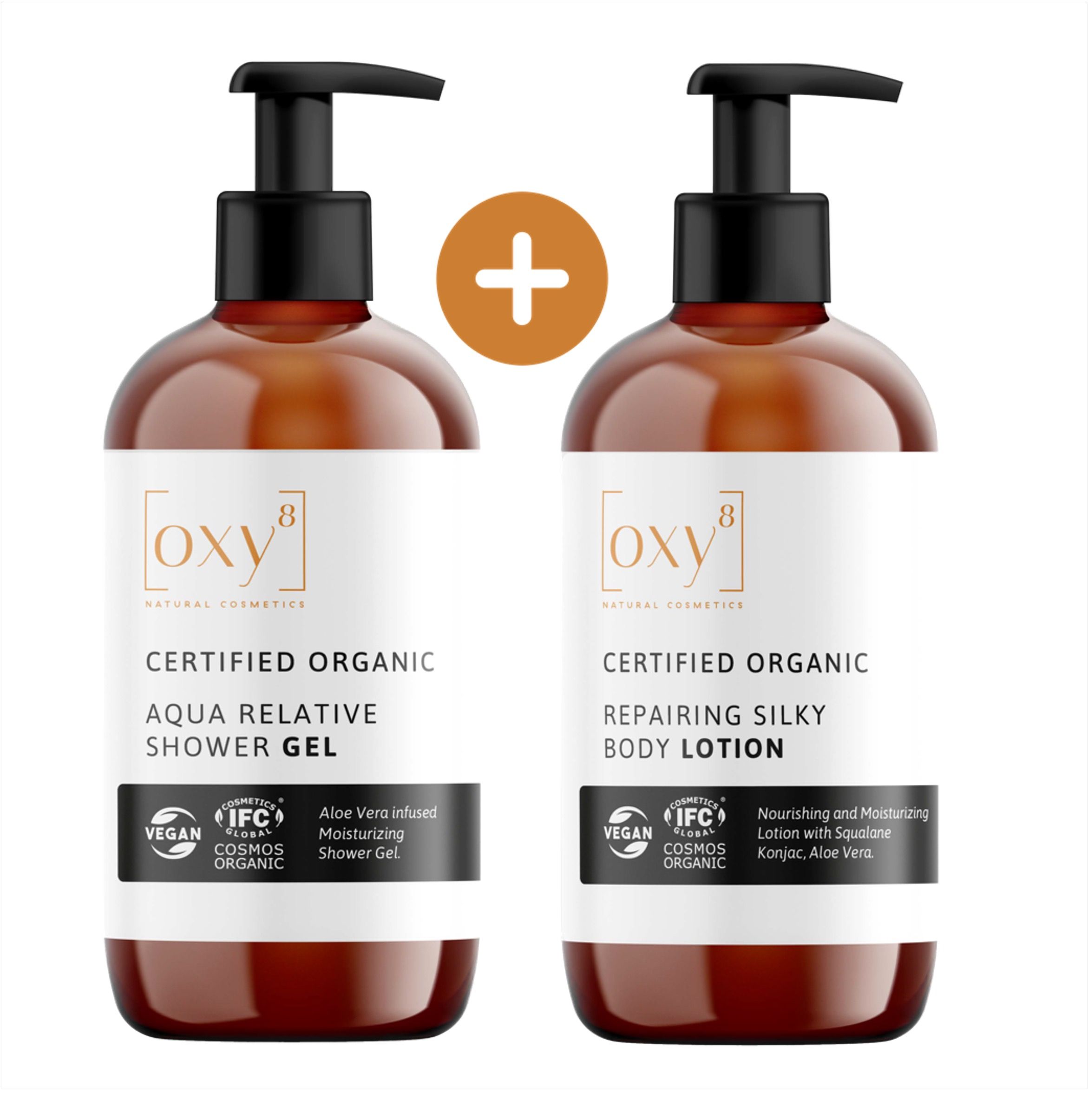 oxy8 Natural Cosmetics - Set AQUA RELATIVE SHOWER GEL & REPAIRING SILKY BODY LOTION