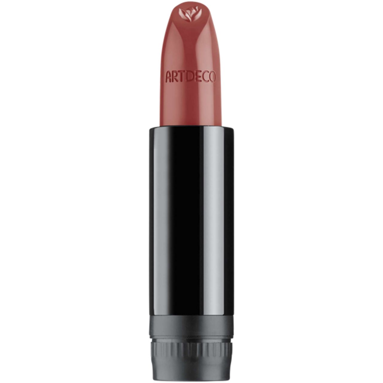 Lipstick navulling. Bruine lipstick met zwarte huls. Op de lipstick staat "ARTDECO".