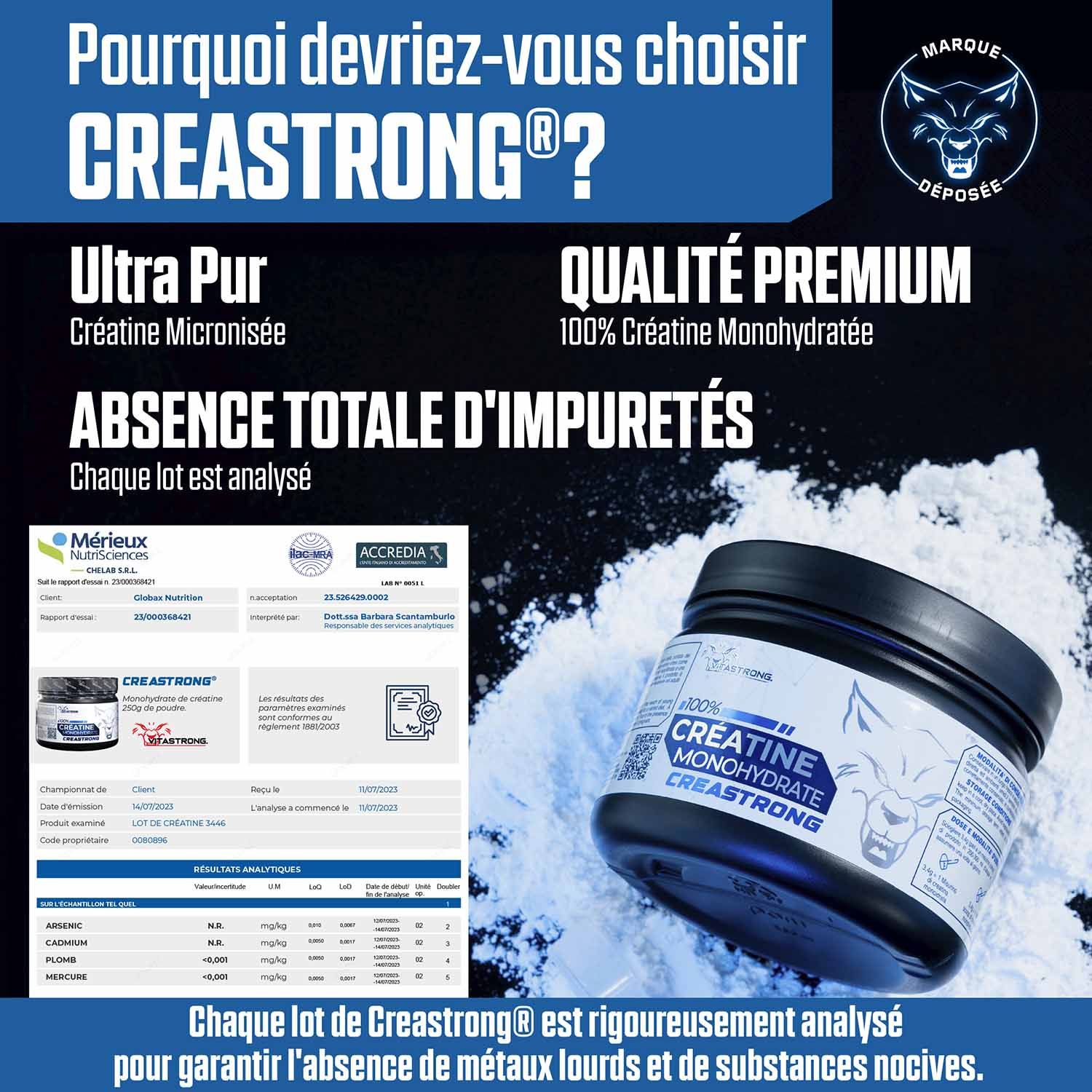 Vitastrong Créatine Creastrong® 250G