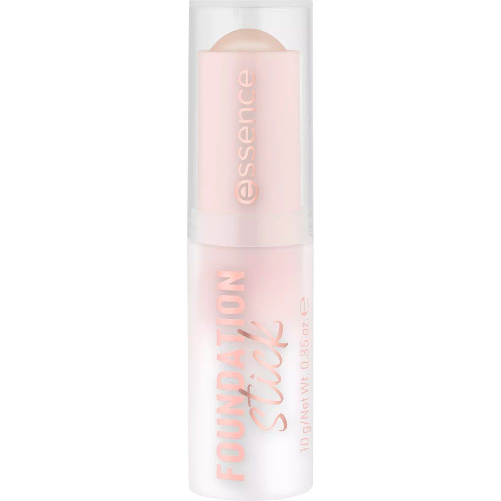 Stick de fond de teint Essence. Emballage rose avec nom du produit. 10 g/Net Wt 0.35 oz e.