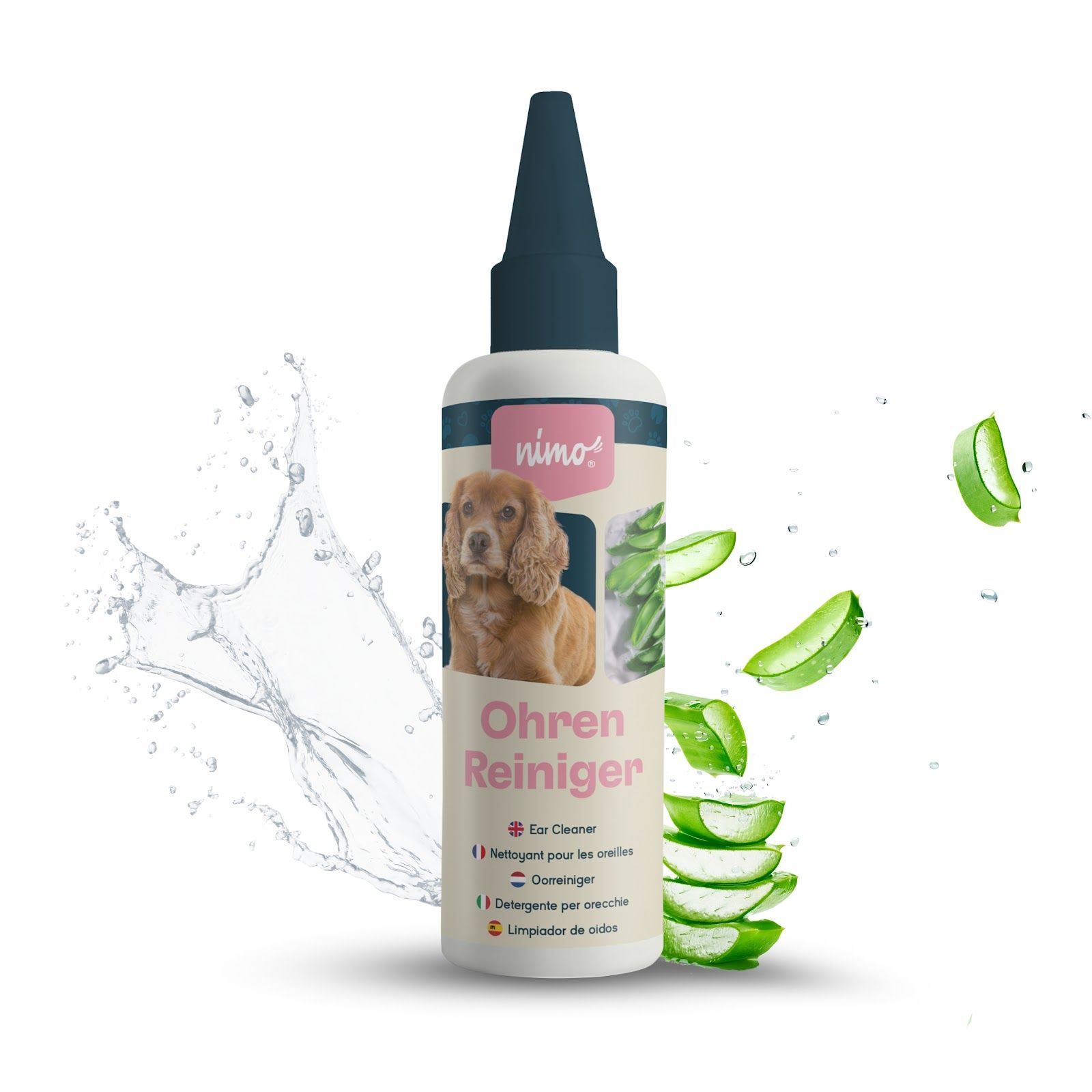 nimo® nettoyant pour oreilles • pour chiens, chats & animaux domestiques avec aloe vera & panthénol