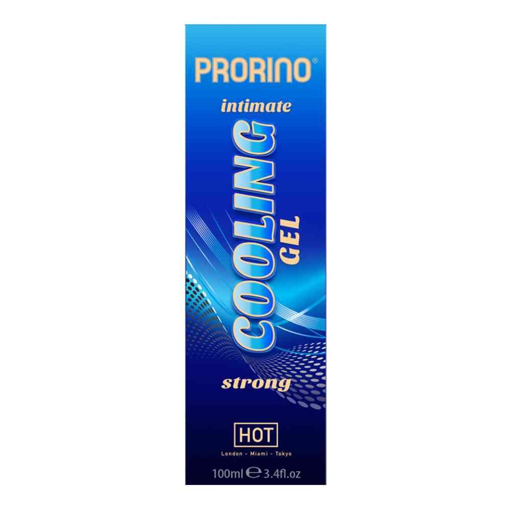 Emballage bleu avec le nom du produit et l'inscription « COOLING GEL ». Contient du texte et un logo. « HOT » en bas.
