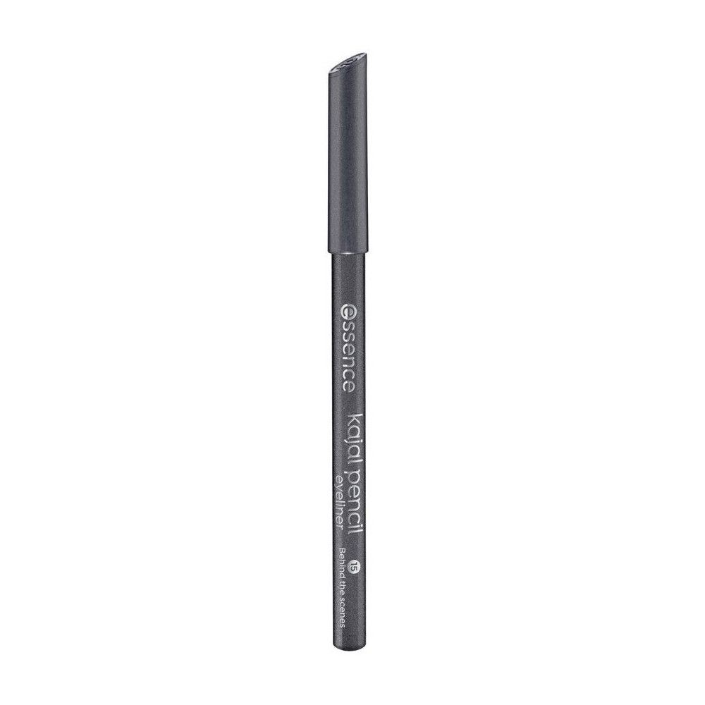 Crayon kajal gris avec pointe biseautée. Inscription: Essence Kajal Pencil Eyeliner.