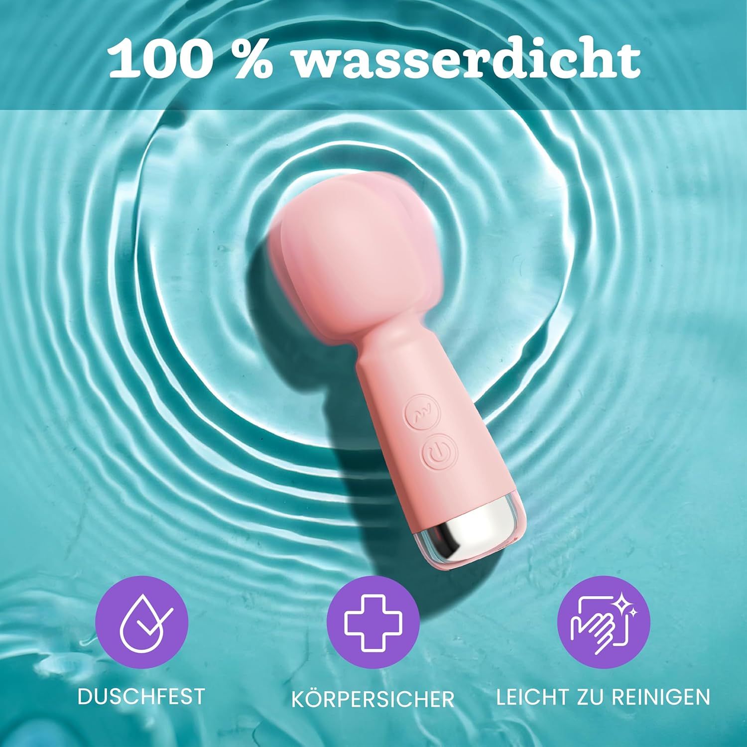 Mini vibromasseur rose sur l'eau, 100% étanche, résistant à la douche, compatible avec le corps, facile à nettoyer.