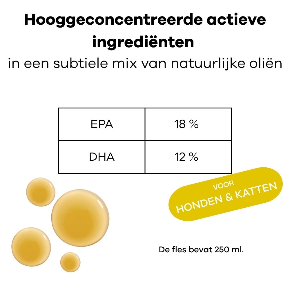 Omega-3 fles met pompdispenser, voor honden en katten.