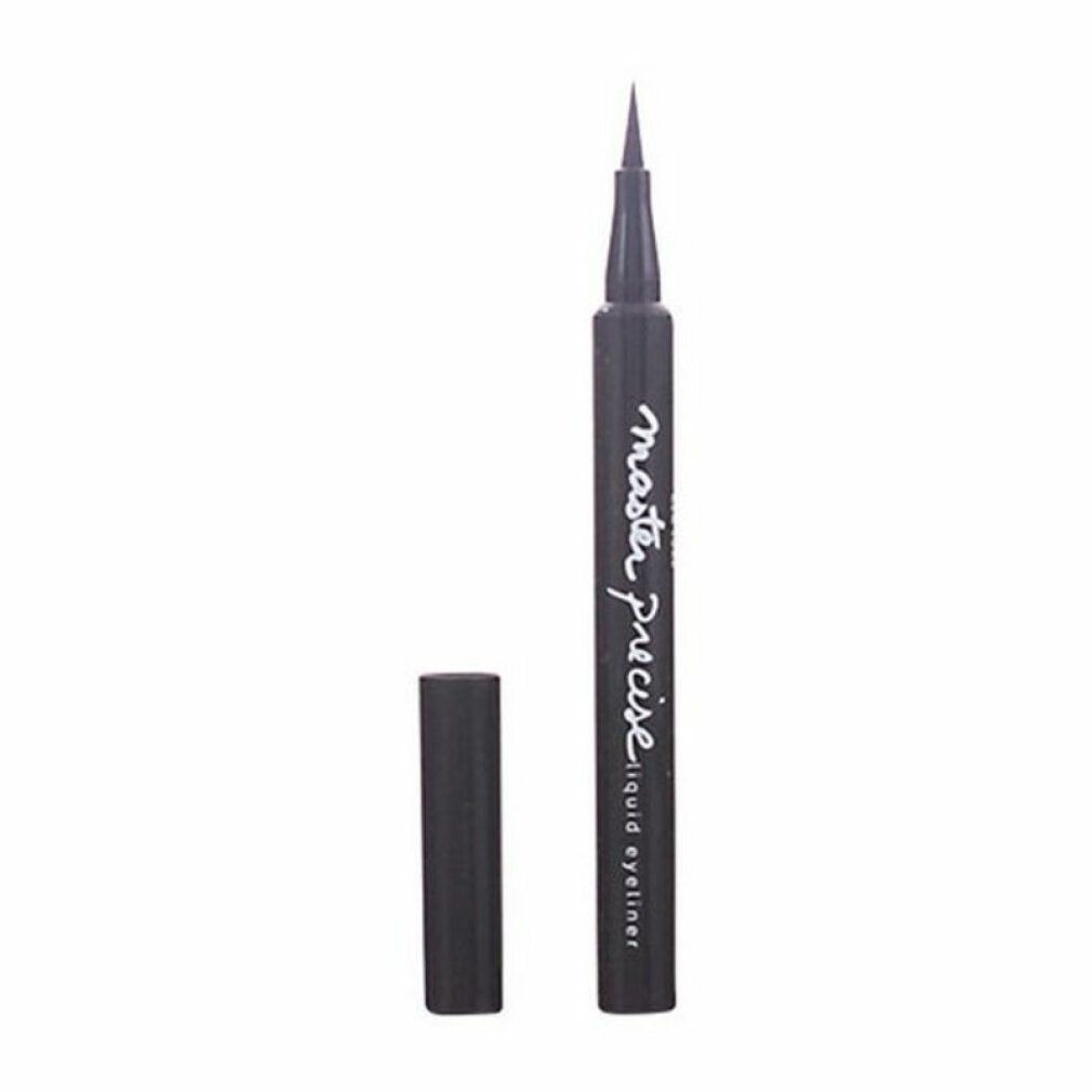 Eyeliner noir à pointe fine et capuchon noir. Inscription: Master Precise Liquid Eyeliner.