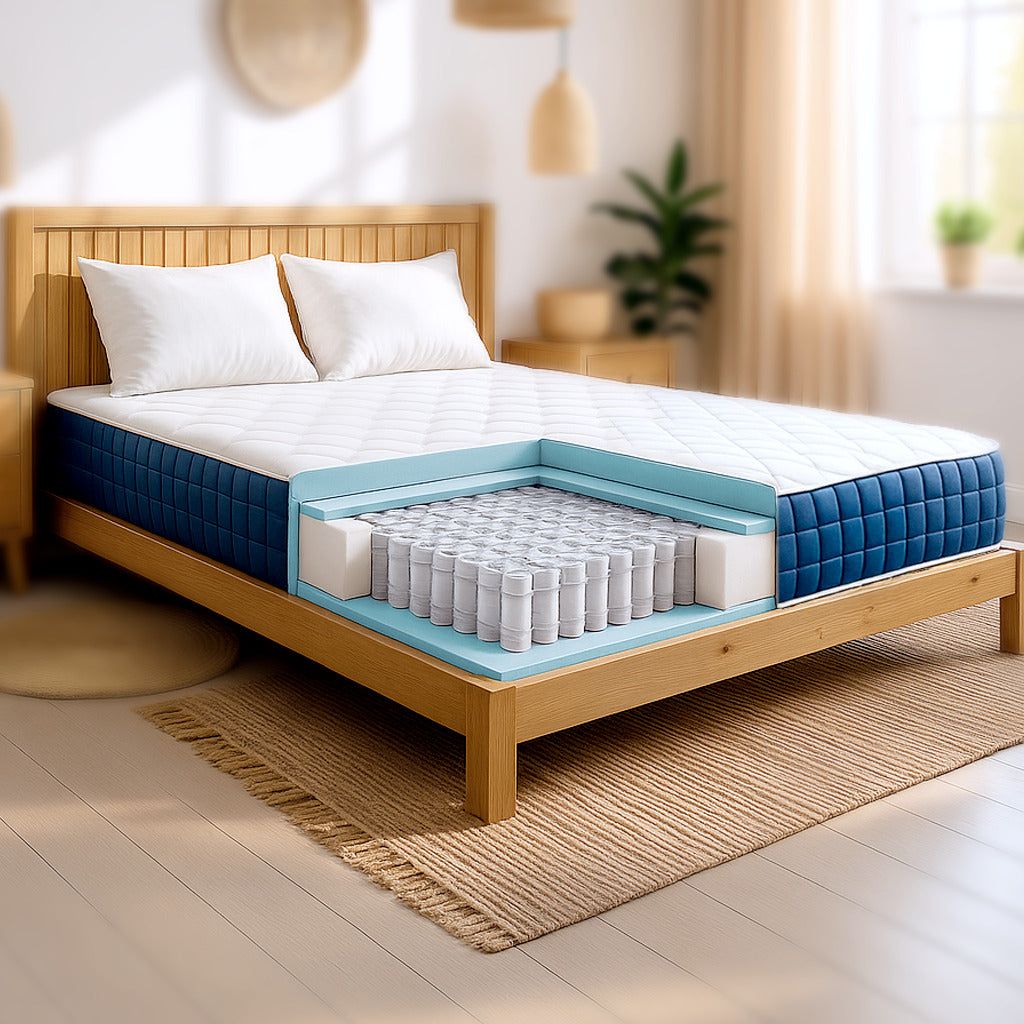 The White Stone Matras 90x190 cm, Hoogte 30 cm, met Pocketveren en Memory Foam