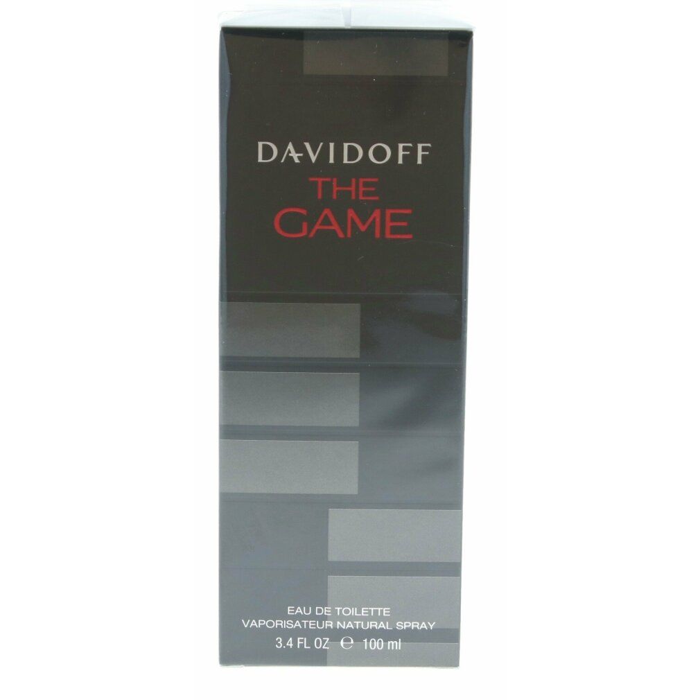 Emballage Davidoff The Game. Emballage noir avec logo et informations produit. Forme rectangulaire.