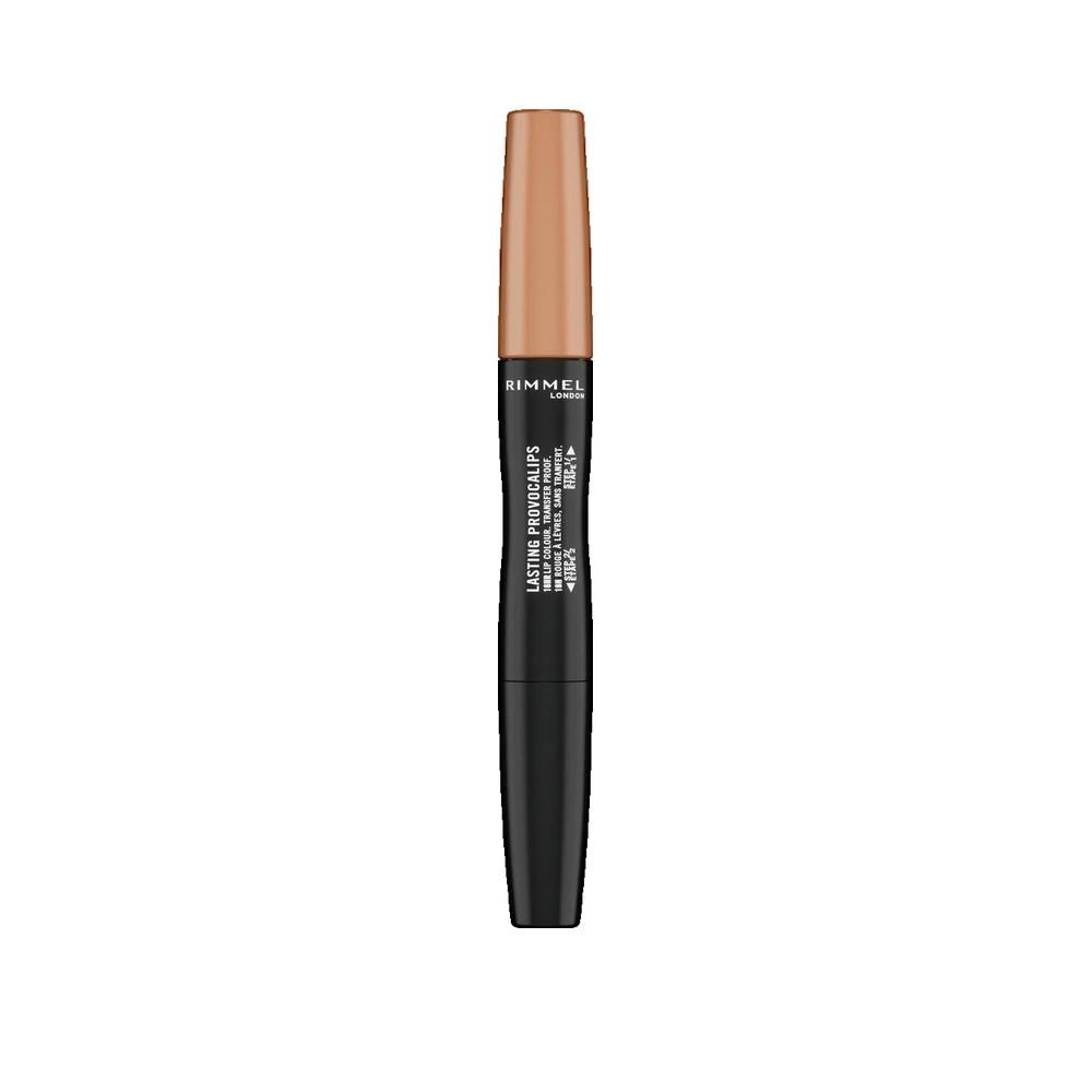 Rimmel London Lasting Provocalips, Beige N° 115 Best Undressed. Zwarte huls, gouden dop. Tekst zichtbaar.