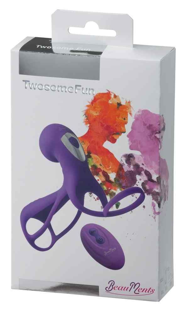 Emballage avec sextoy et télécommande. Impression: TwoSomeFun et BeauMents.