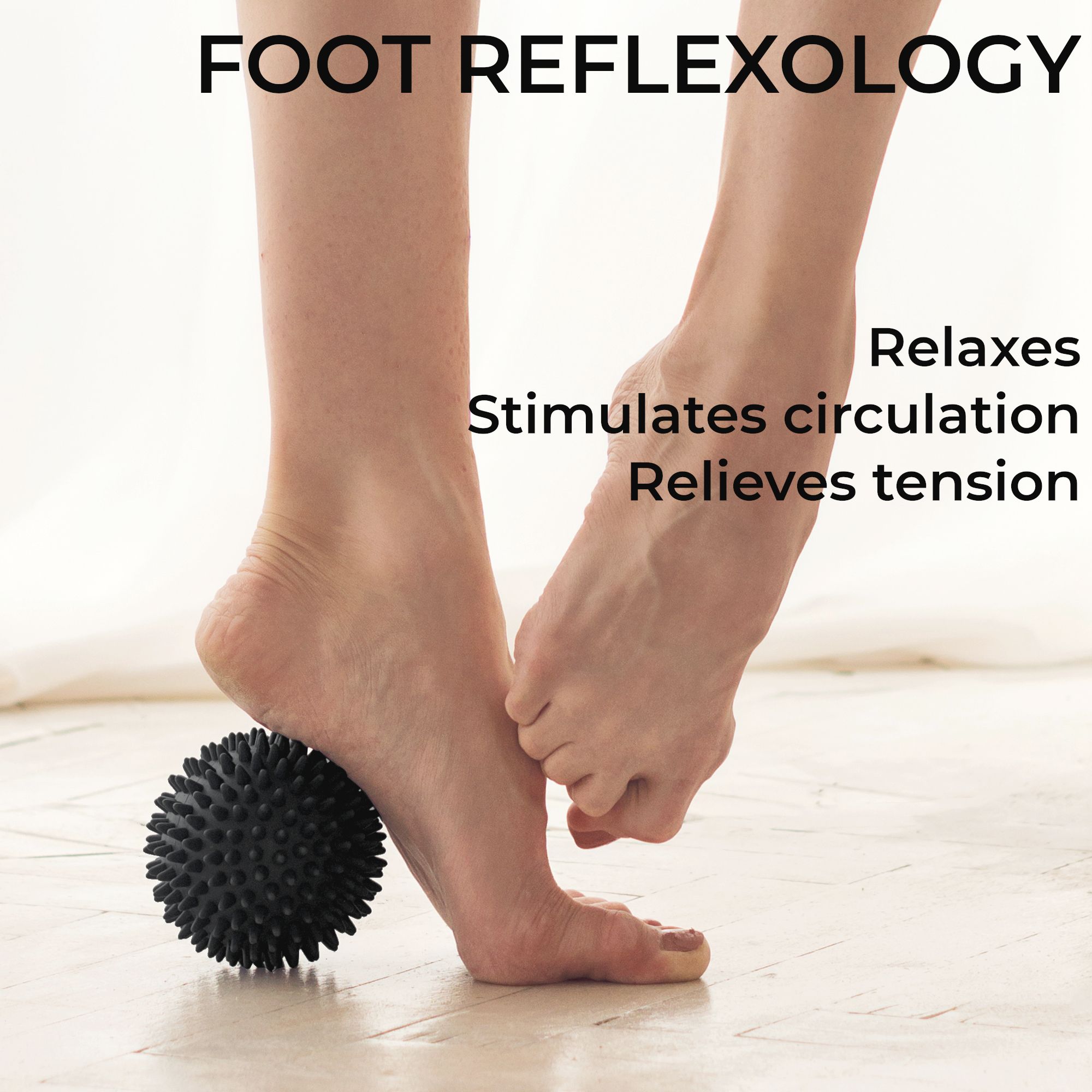 Zwarte stekelbal voor voetreflexologie.