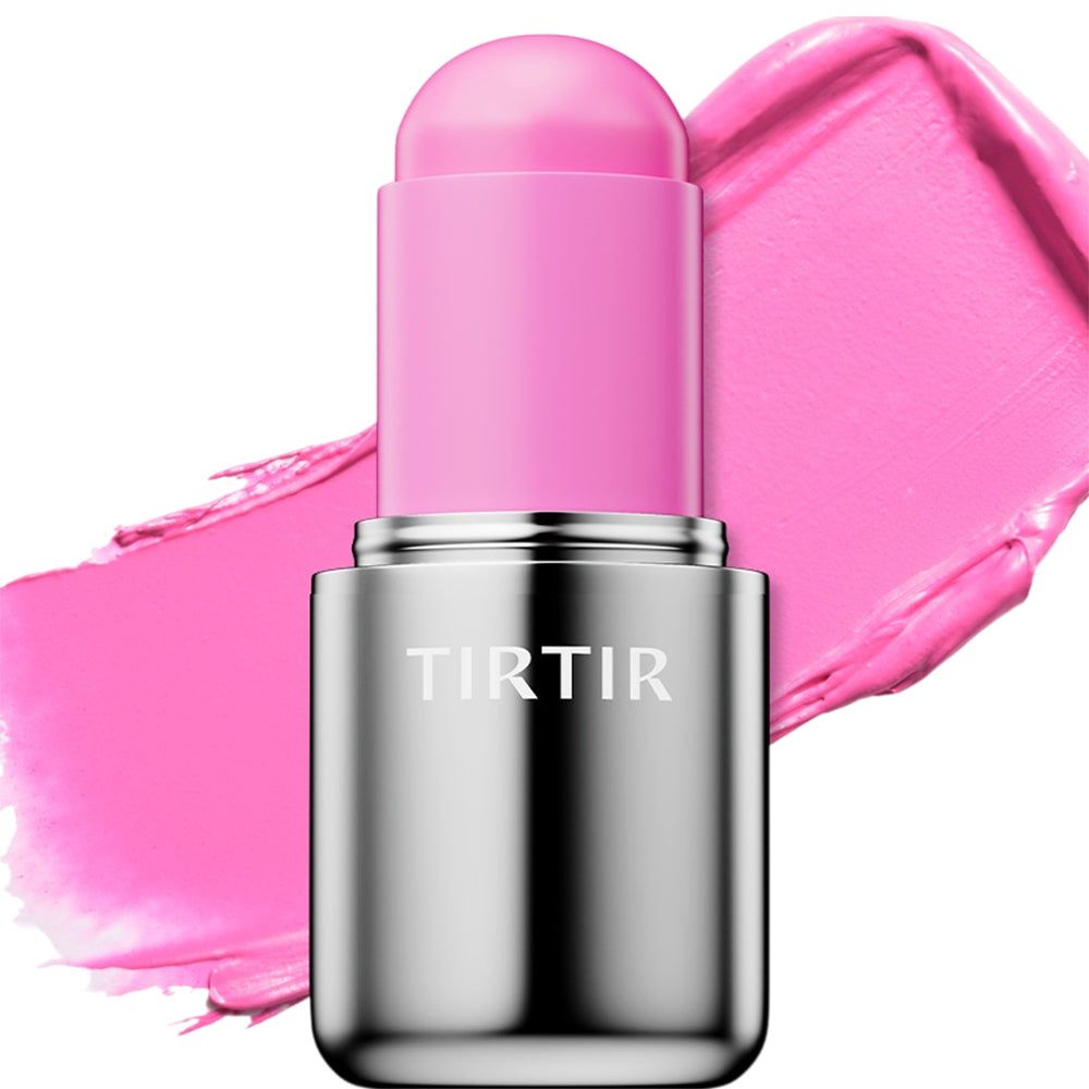 TIRTIR Mood Glider Lip & Blush Stick roze met zilveren huls.