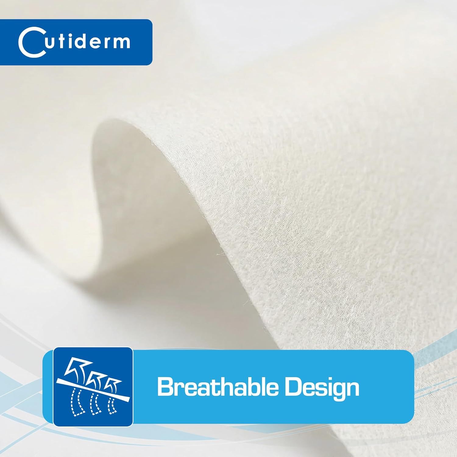 Gros plan de la texture du ruban Cutiderm, présentant une conception respirante.