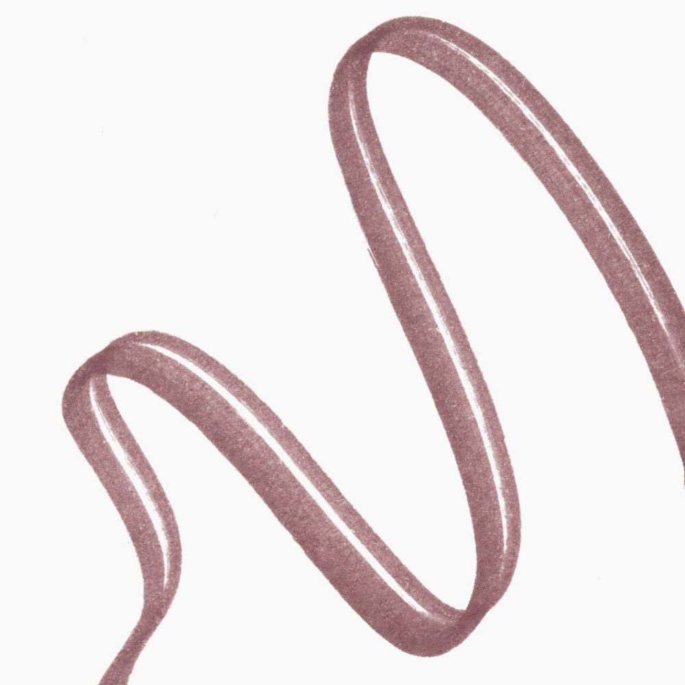 Een gebogen, roze lijn met glanzende accenten op een witte achtergrond.