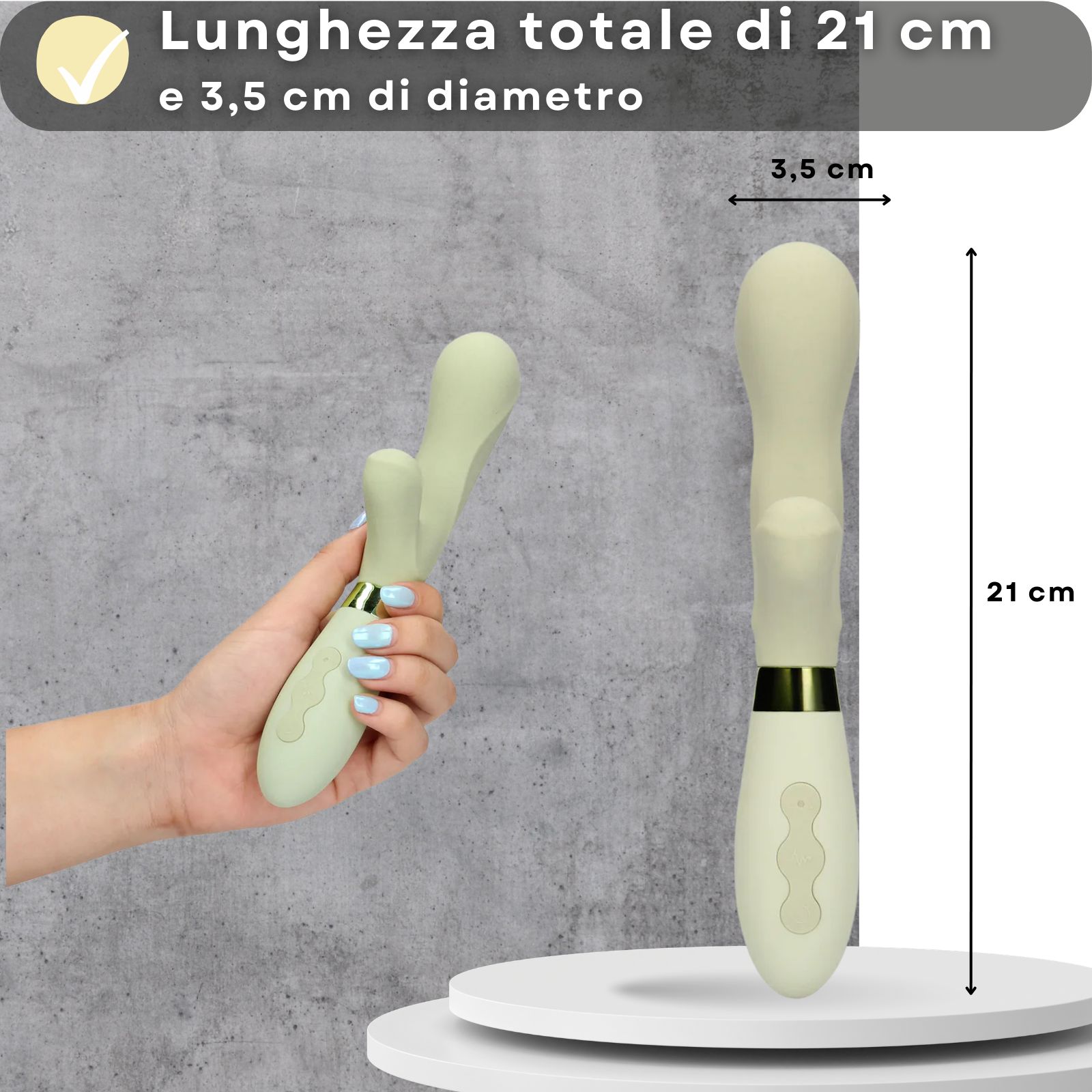 Vibrator siliconen/ABS, 21cm, 3,5cm diameter, G-spot stimulatie, USB oplaadbaar, 10 modi.