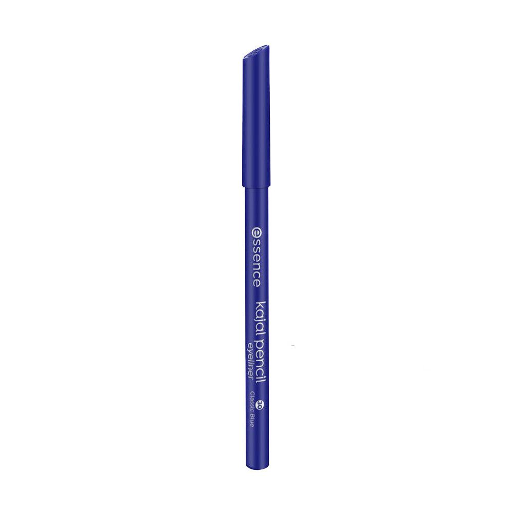 Crayon kajal bleu Essence. Inscription: Kajal Pencil Eyeliner. Couleur: Bleu classique. Pointe plate.