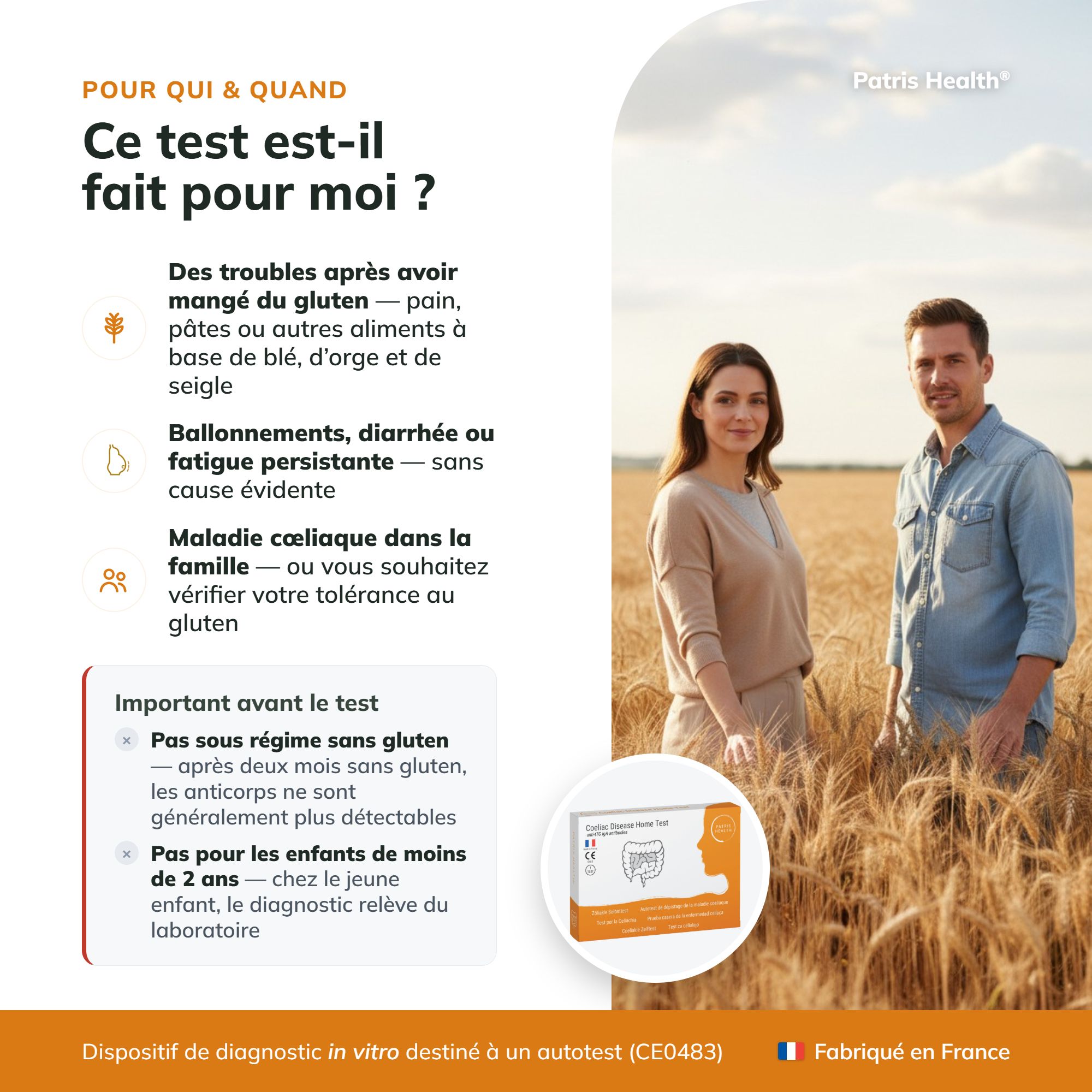 Page française : Pour qui et quand ce test de dépistage de la maladie cœliaque est-il fait pour moi ?