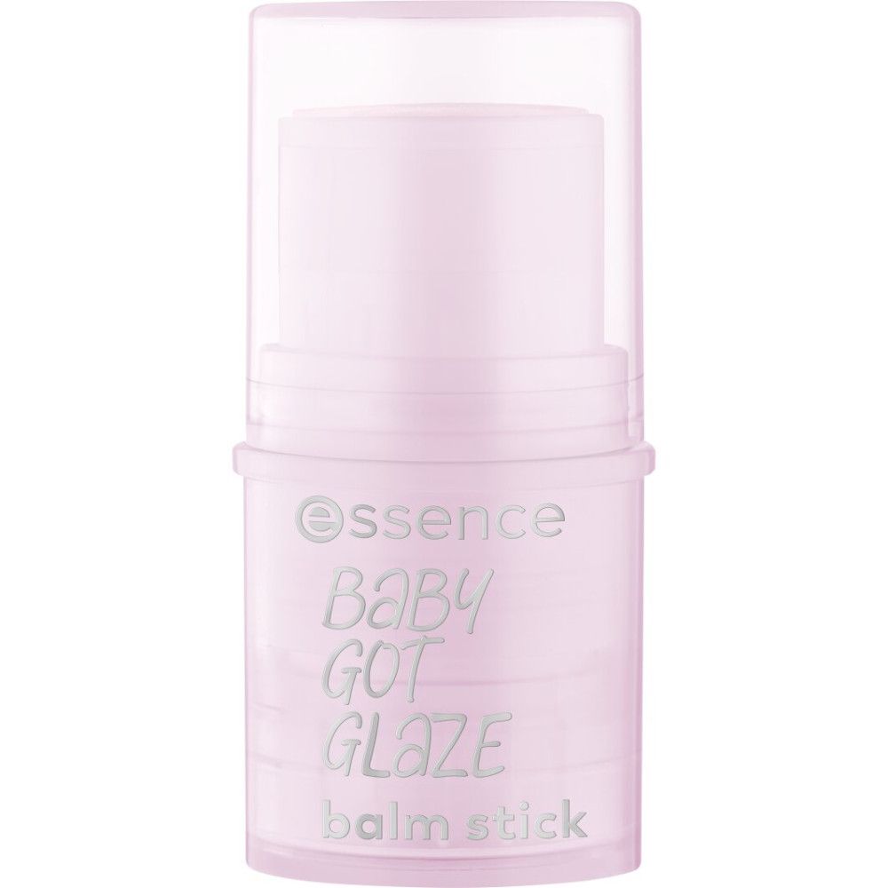 Essence Baby Got Glaze Stick Balsam, roze verpakking. Productnaam en merk zichtbaar.