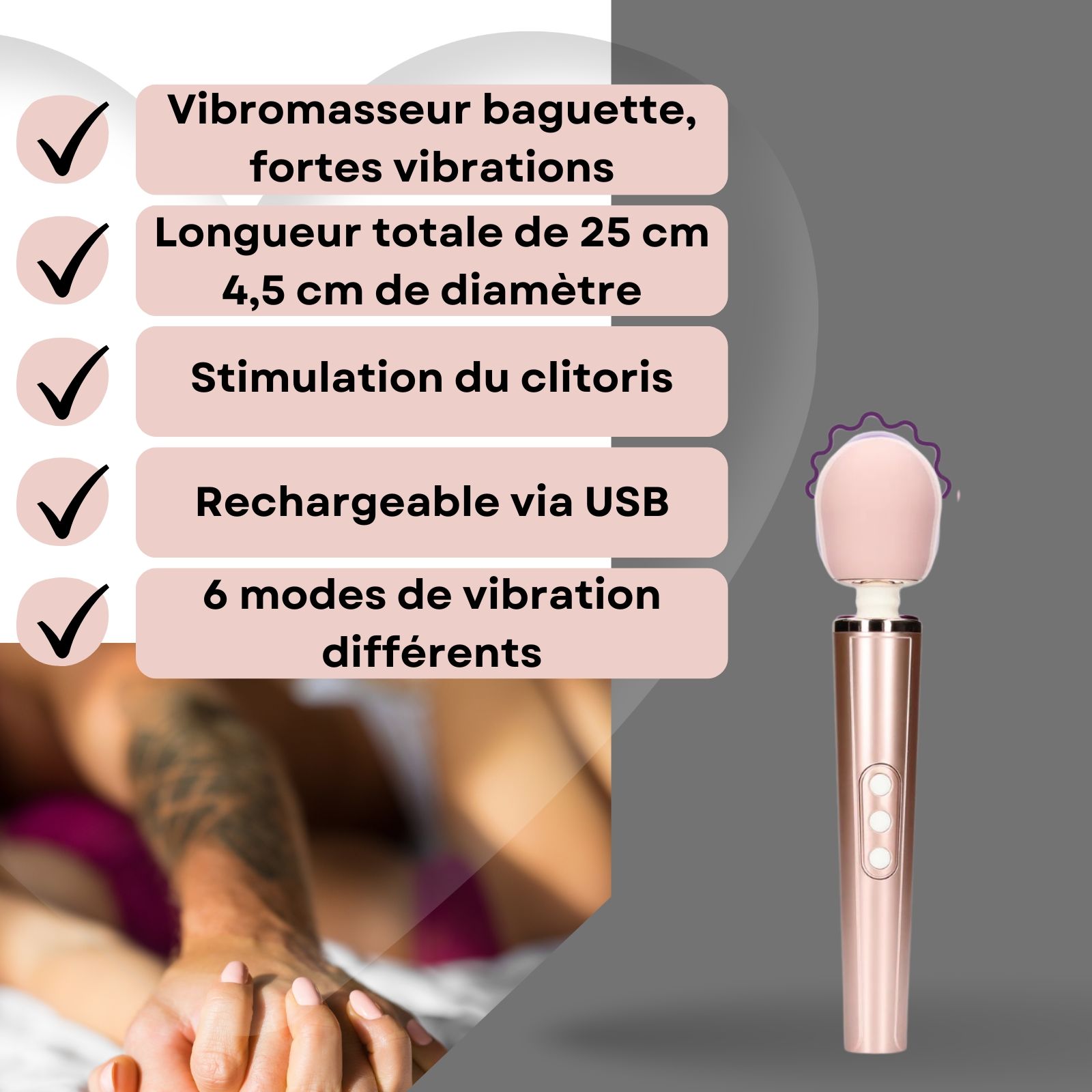 Lovelyness - Vibromasseur tige de massage rose