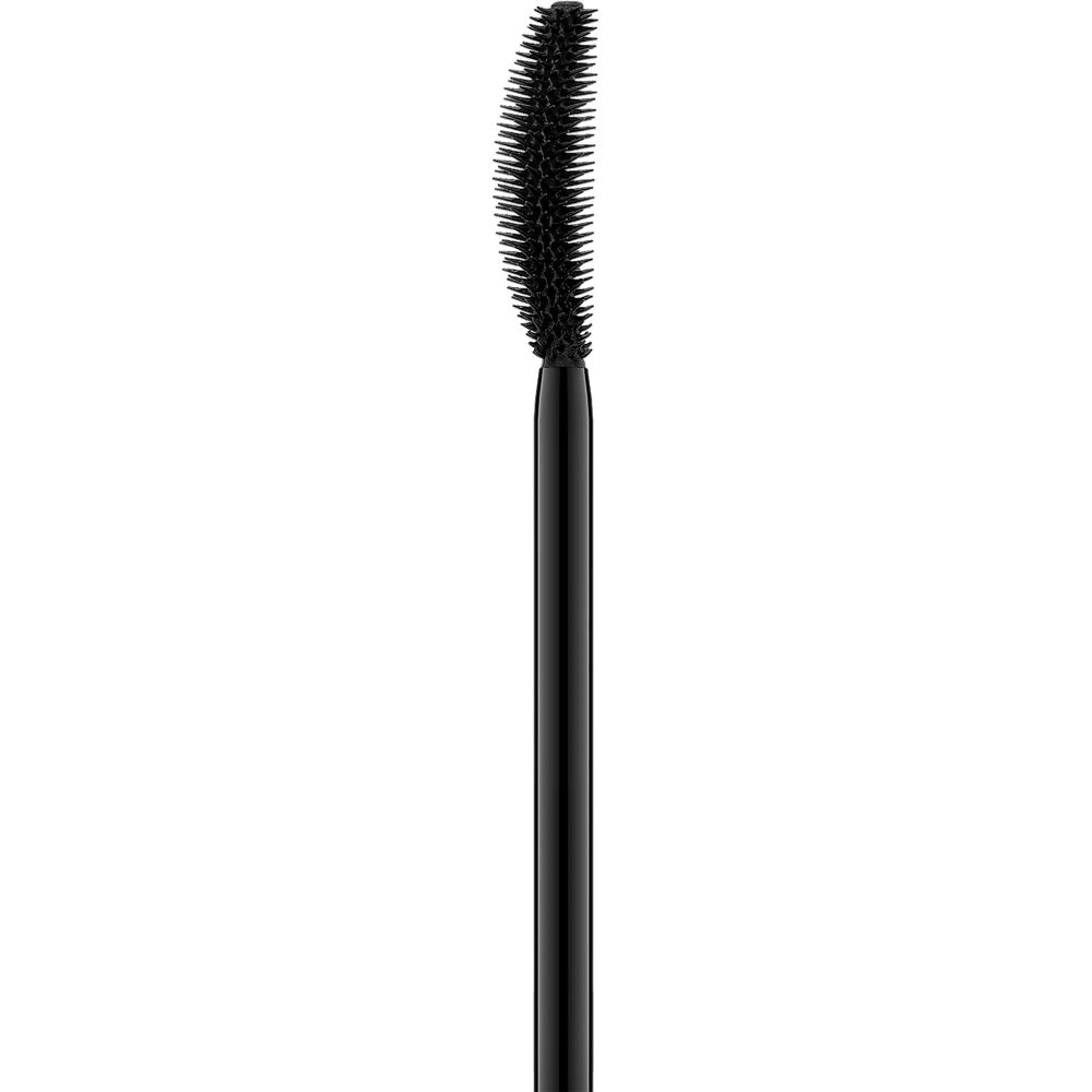 Brosse à mascara noire avec poils fins. L'applicateur est présenté sur fond blanc.