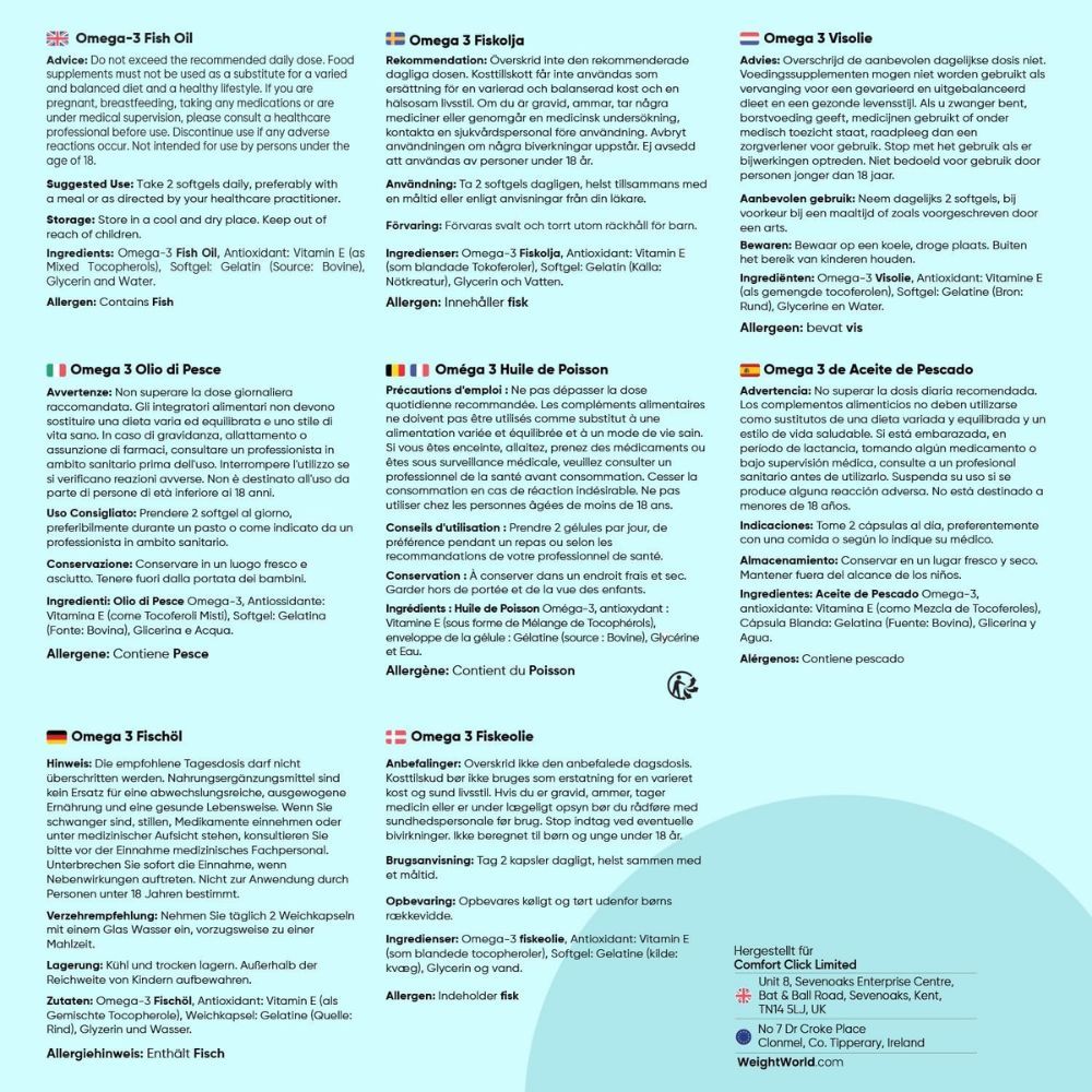 Meerdere productinformatie in verschillende talen. WeightWorld.