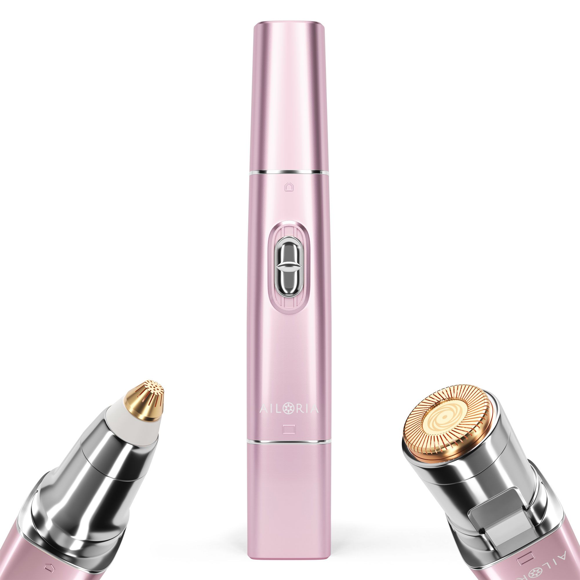 Rasoir rose avec deux têtes. Une pour le nez, l'autre ronde. AILORIA LIBERTY Rasoir 2 en 1.