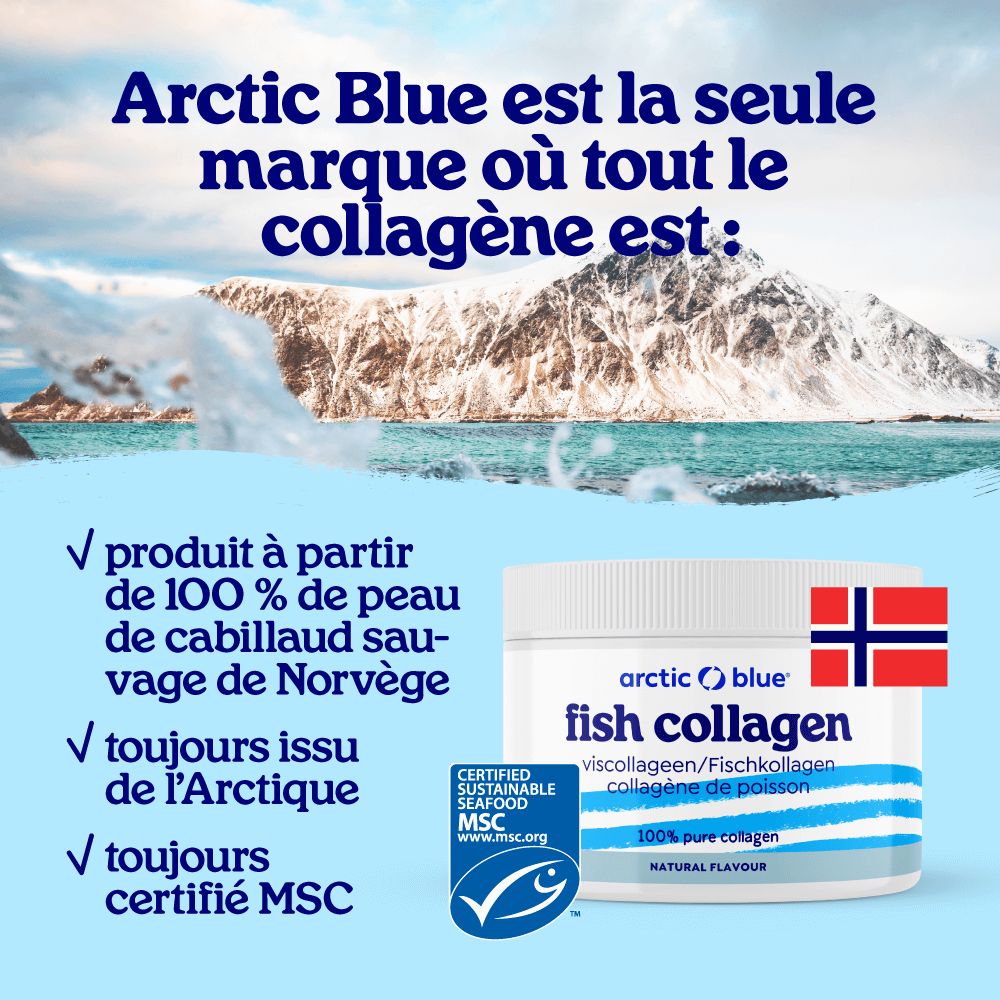 Collagène Arctic Blue: Issu des eaux arctiques, certifié MSC.