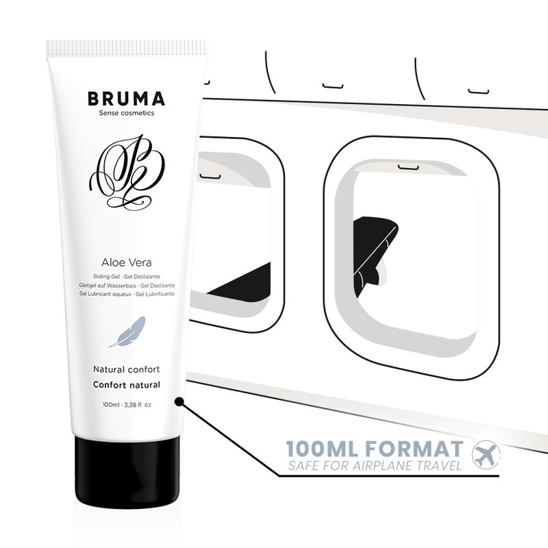 Tube de gel lubrifiant Bruma Aloe Vera, format 100ml, sûr pour les voyages en avion.