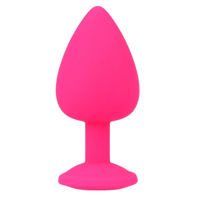Plug anal rose avec une base large et un cristal.
