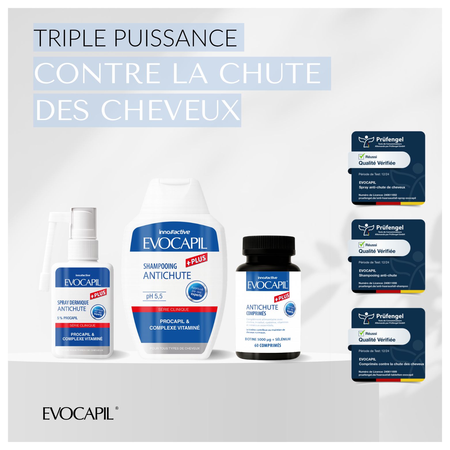 Série Clinique Evocapil: Spécialement développé contre la chute des cheveux.