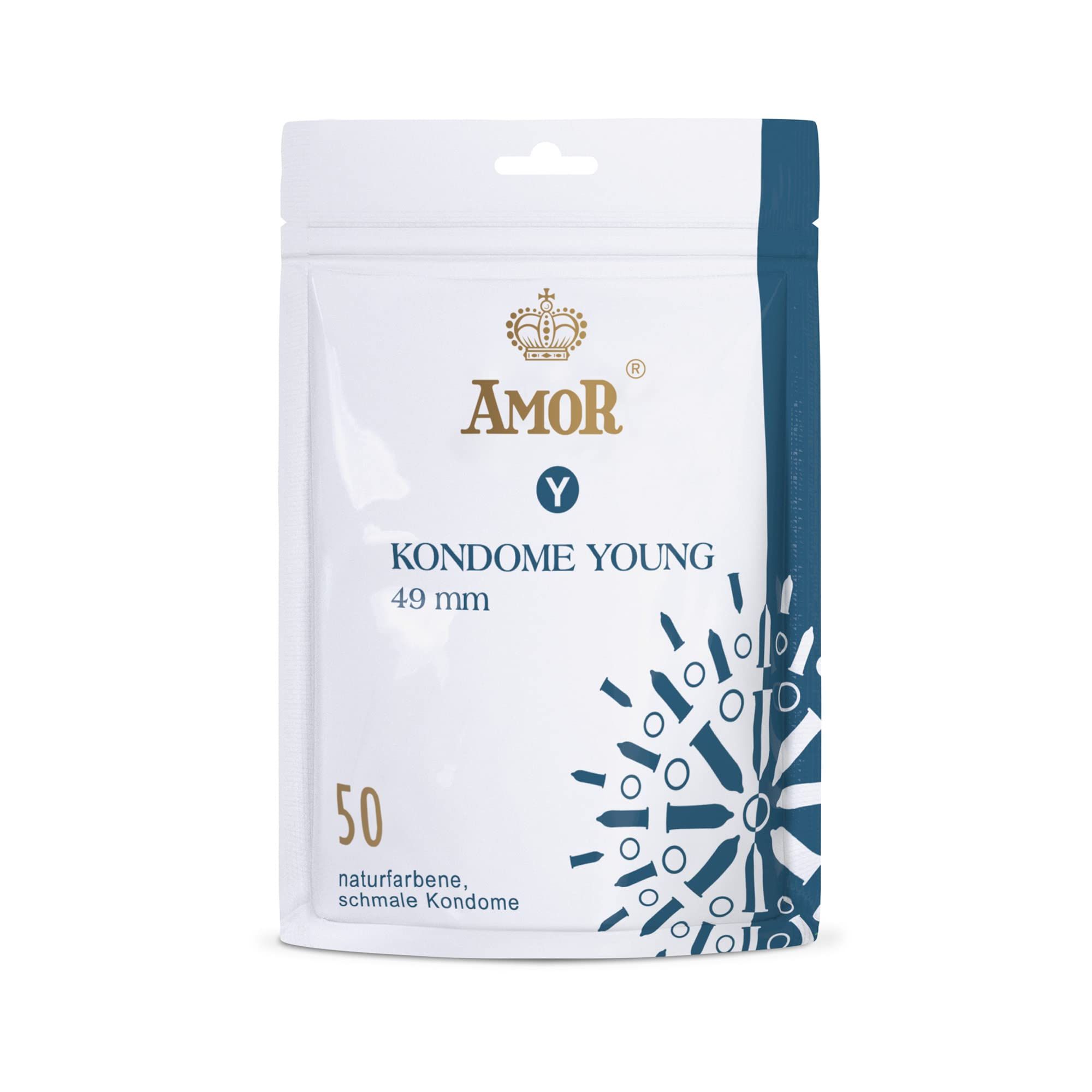 AMOR Kondome YOUNG 49mm Paquet de 50 préservatifs naturels et fins.