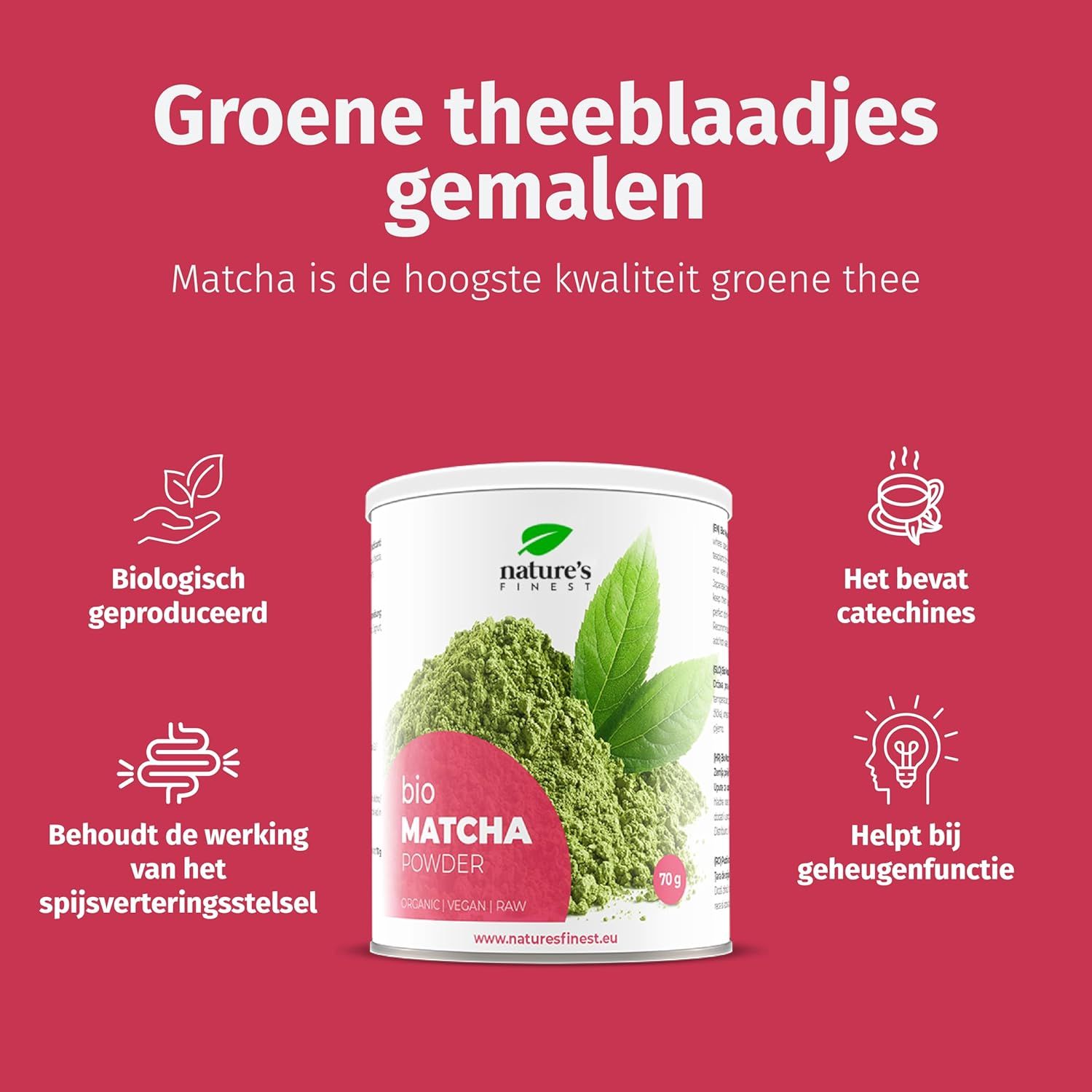 Nature's Finest Matcha Bio Poeder - Hoogwaardige groene thee